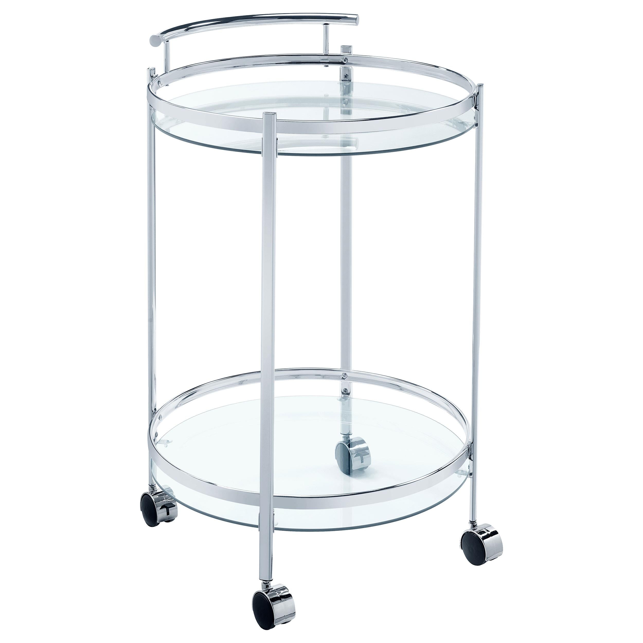  Coaster Furniture Chrissy 181367 Round Glass Shelf Metal Bar Cart - Chrome IMAGE 1