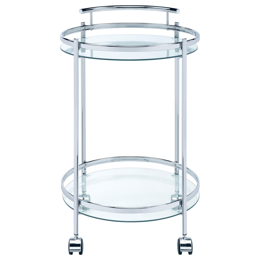  Coaster Furniture Chrissy 181367 Round Glass Shelf Metal Bar Cart - Chrome IMAGE 1