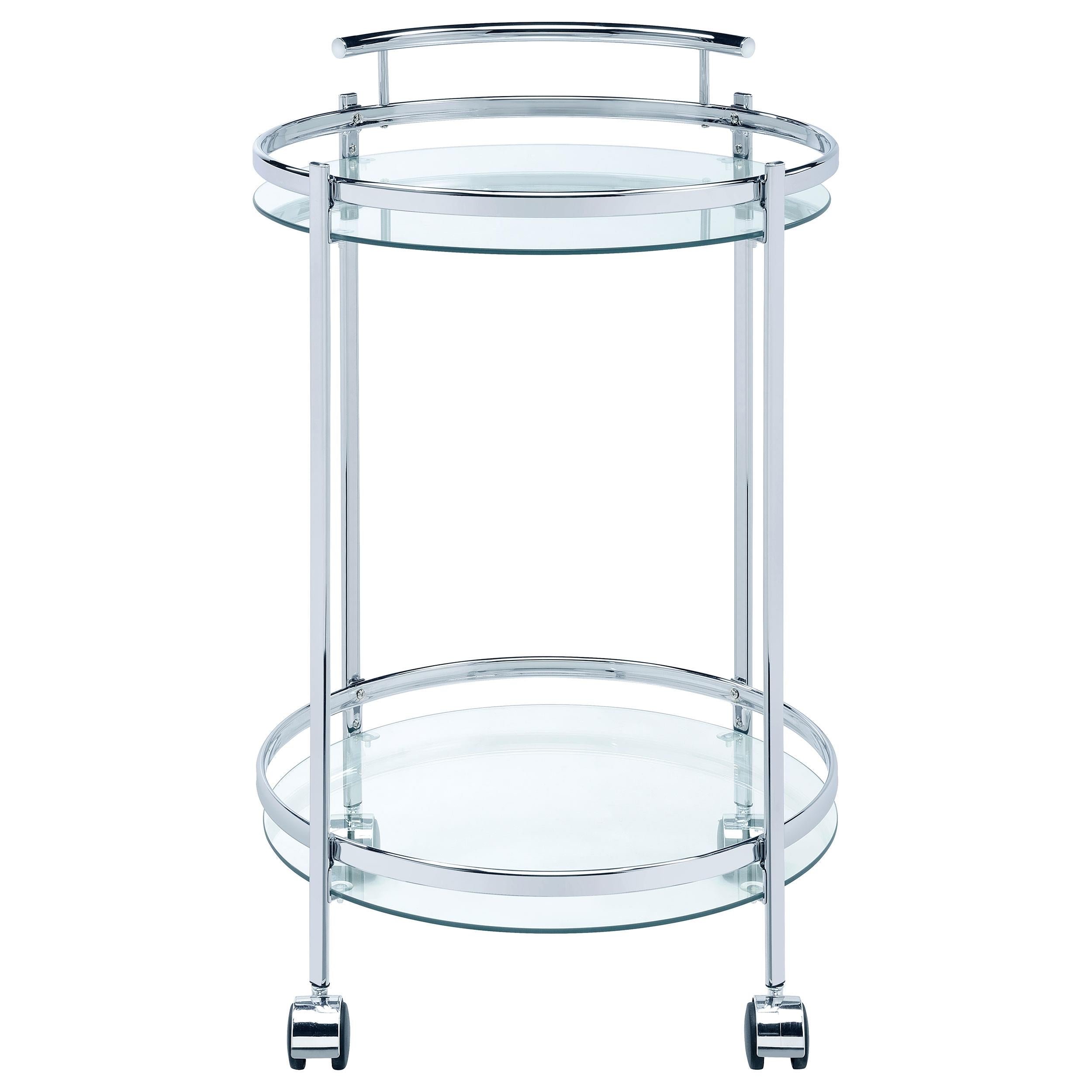  Coaster Furniture Chrissy 181367 Round Glass Shelf Metal Bar Cart - Chrome IMAGE 2