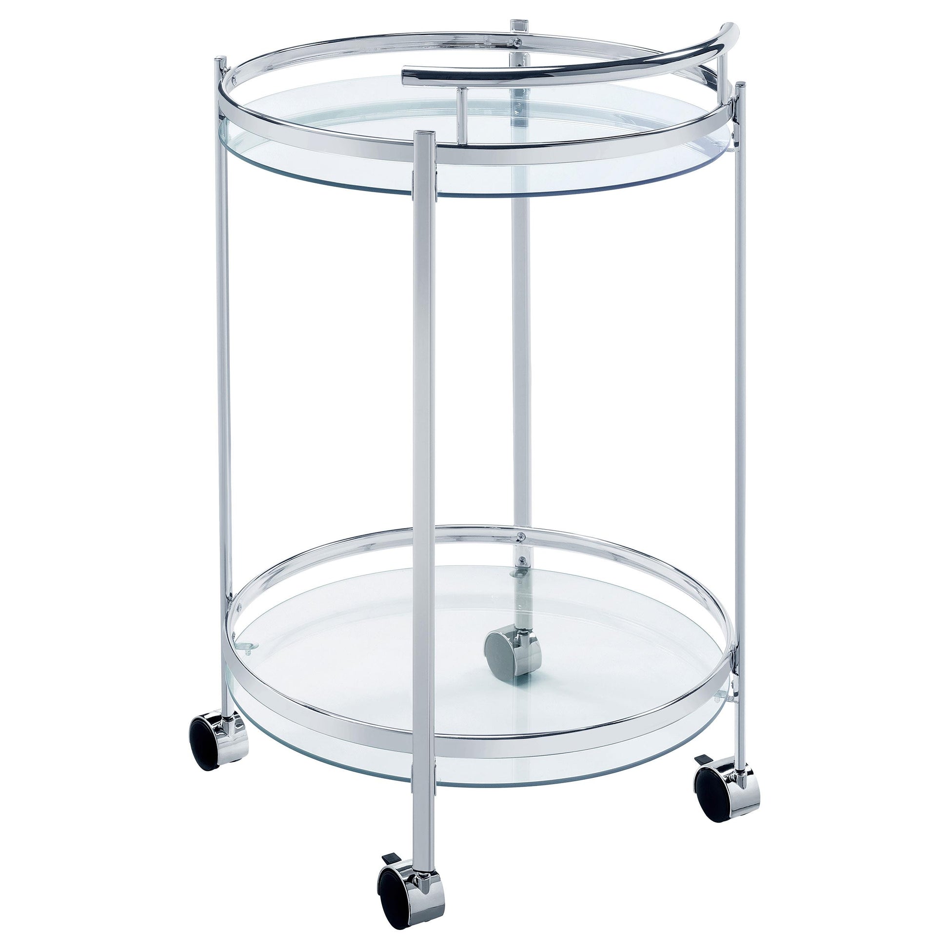  Coaster Furniture Chrissy 181367 Round Glass Shelf Metal Bar Cart - Chrome IMAGE 5