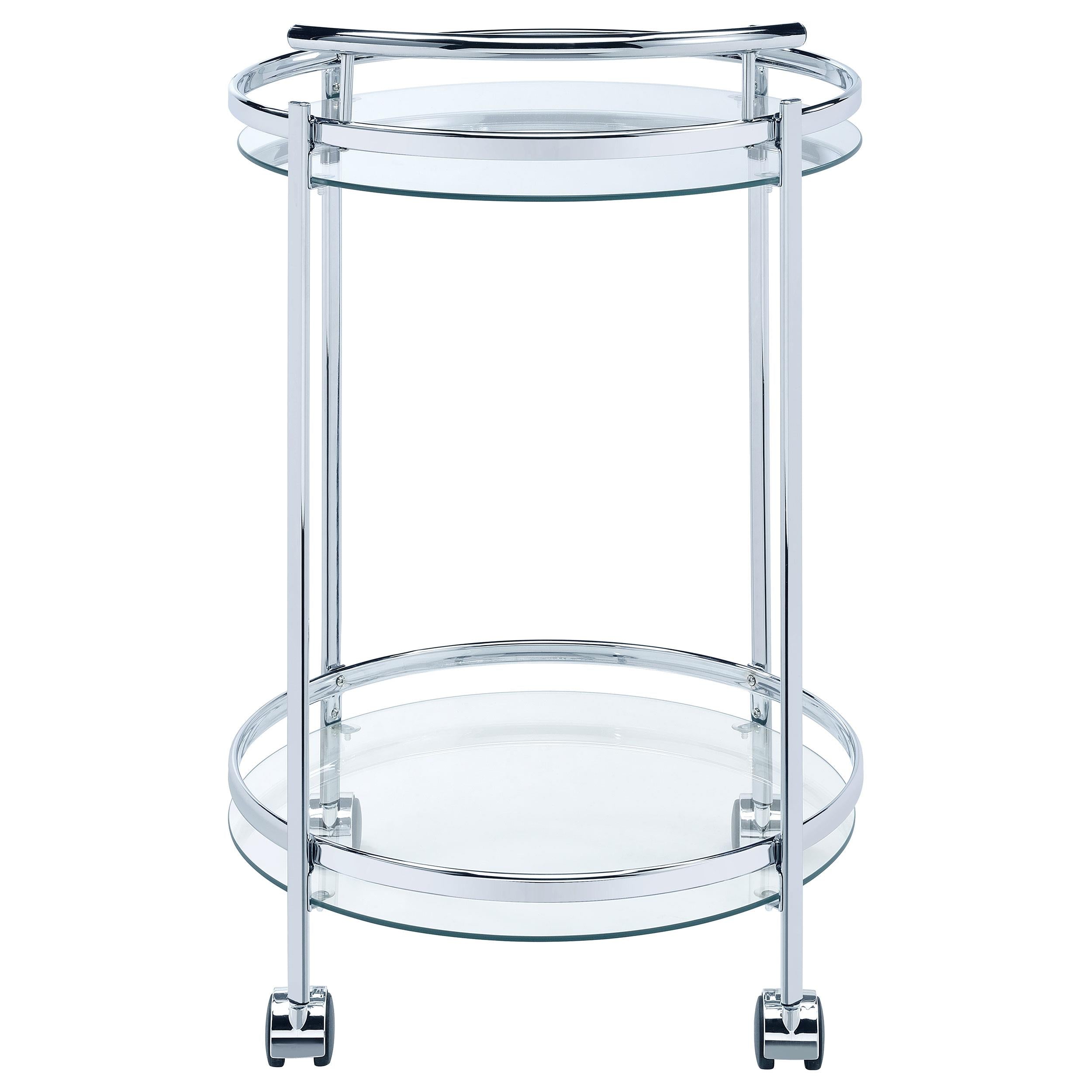  Coaster Furniture Chrissy 181367 Round Glass Shelf Metal Bar Cart - Chrome IMAGE 6