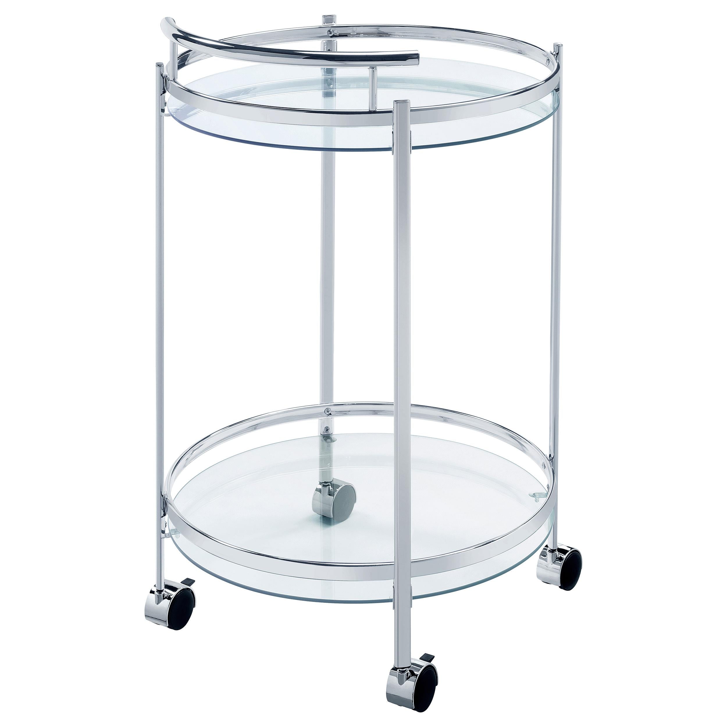  Coaster Furniture Chrissy 181367 Round Glass Shelf Metal Bar Cart - Chrome IMAGE 7