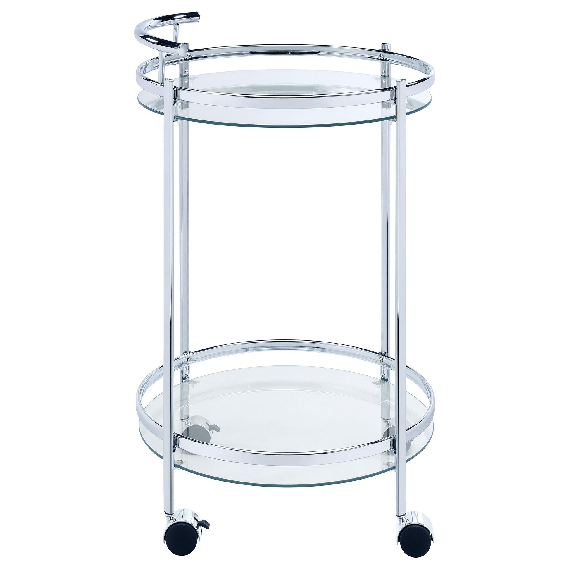  Coaster Furniture Chrissy 181367 Round Glass Shelf Metal Bar Cart - Chrome IMAGE 8