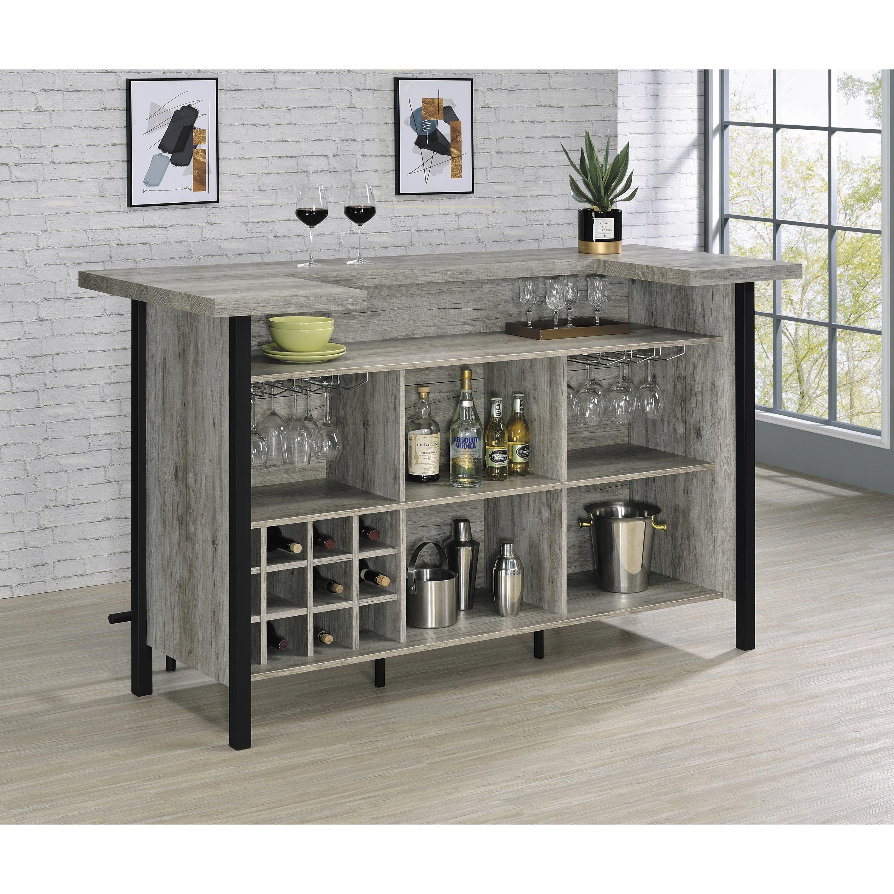  Coaster Furniture Bellemore 182105 Freestanding Home Bar Wine Cabinet - Grey Driftwood IMAGE 7