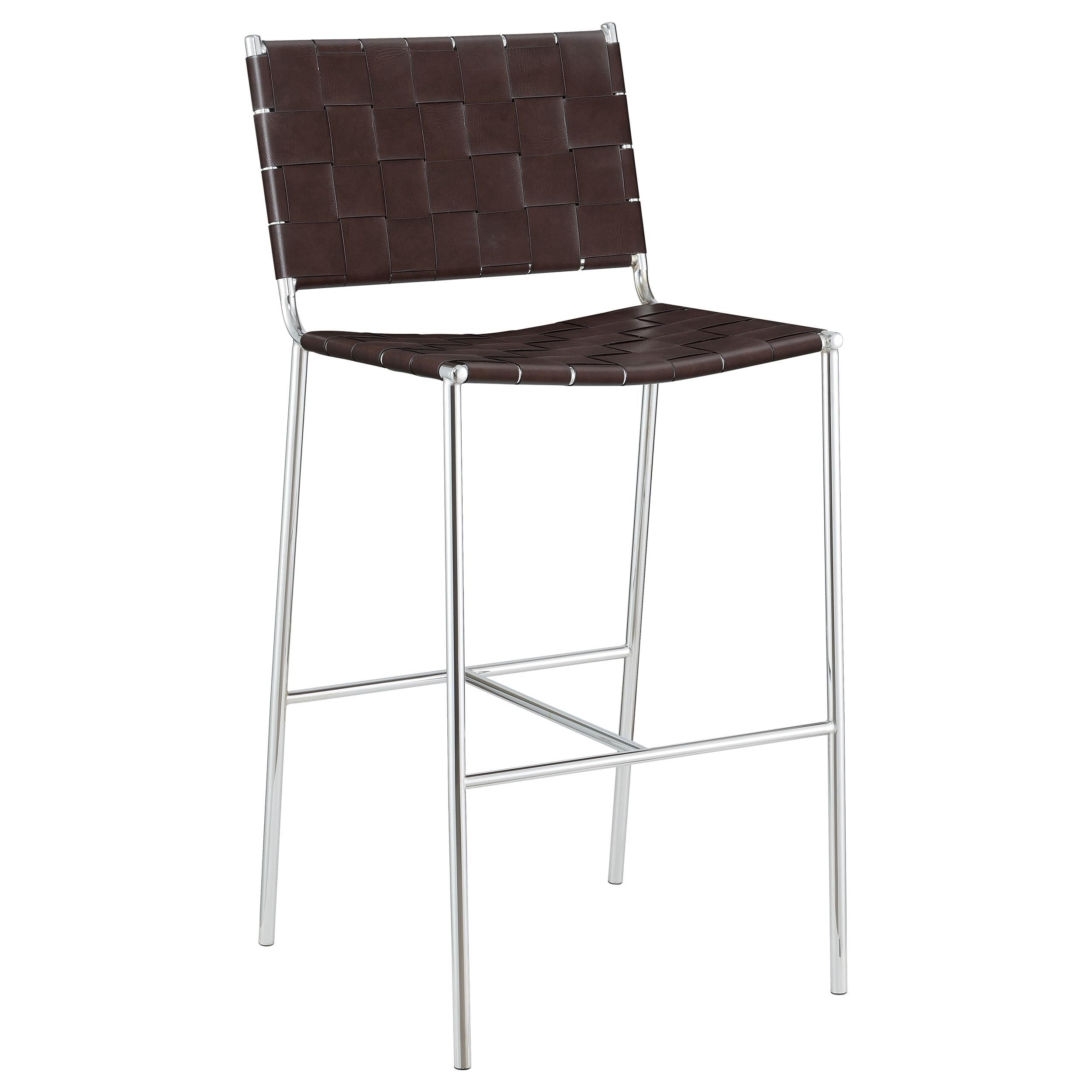  Coaster Furniture Adelaide 183584 Upholstered Pub Height Bar Stool - Brown and Chrome IMAGE 1