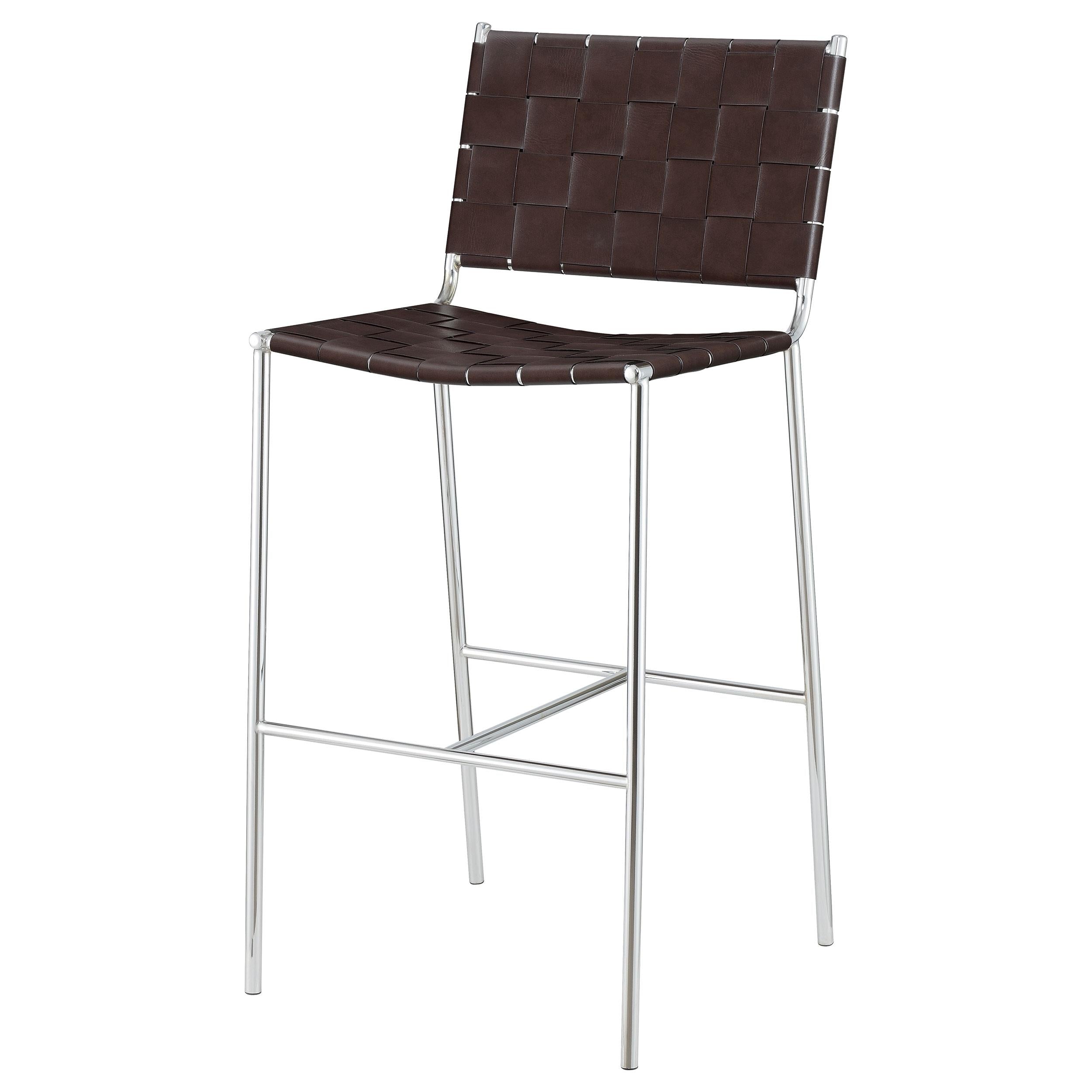  Coaster Furniture Adelaide 183584 Upholstered Pub Height Bar Stool - Brown and Chrome IMAGE 3