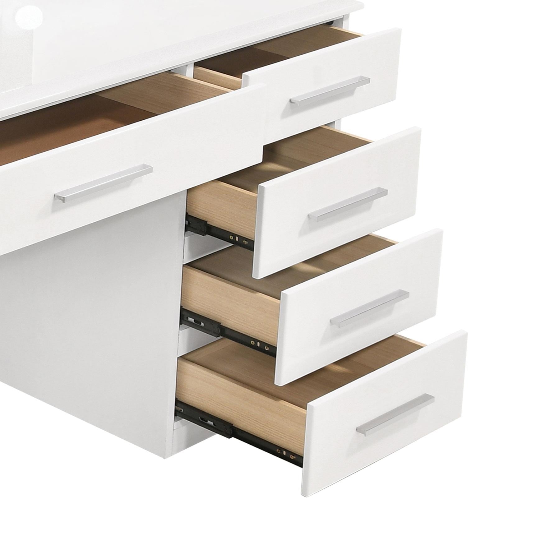  Coaster Furniture Felicity 203507 9-Drawer Vanity Table Lighted Mirror - Glossy White IMAGE 6