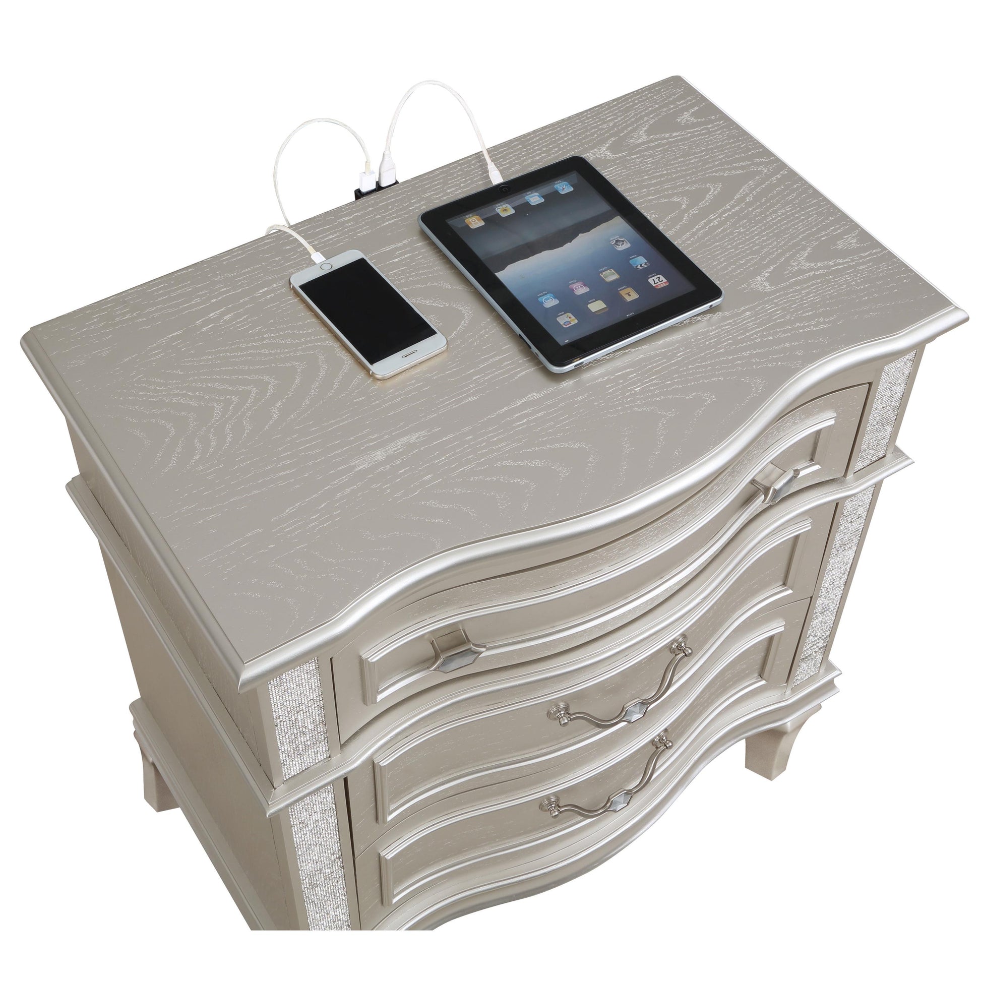  Coaster Furniture Evangeline 223392 3-Drawer Nightstand - Silver Oak IMAGE 13