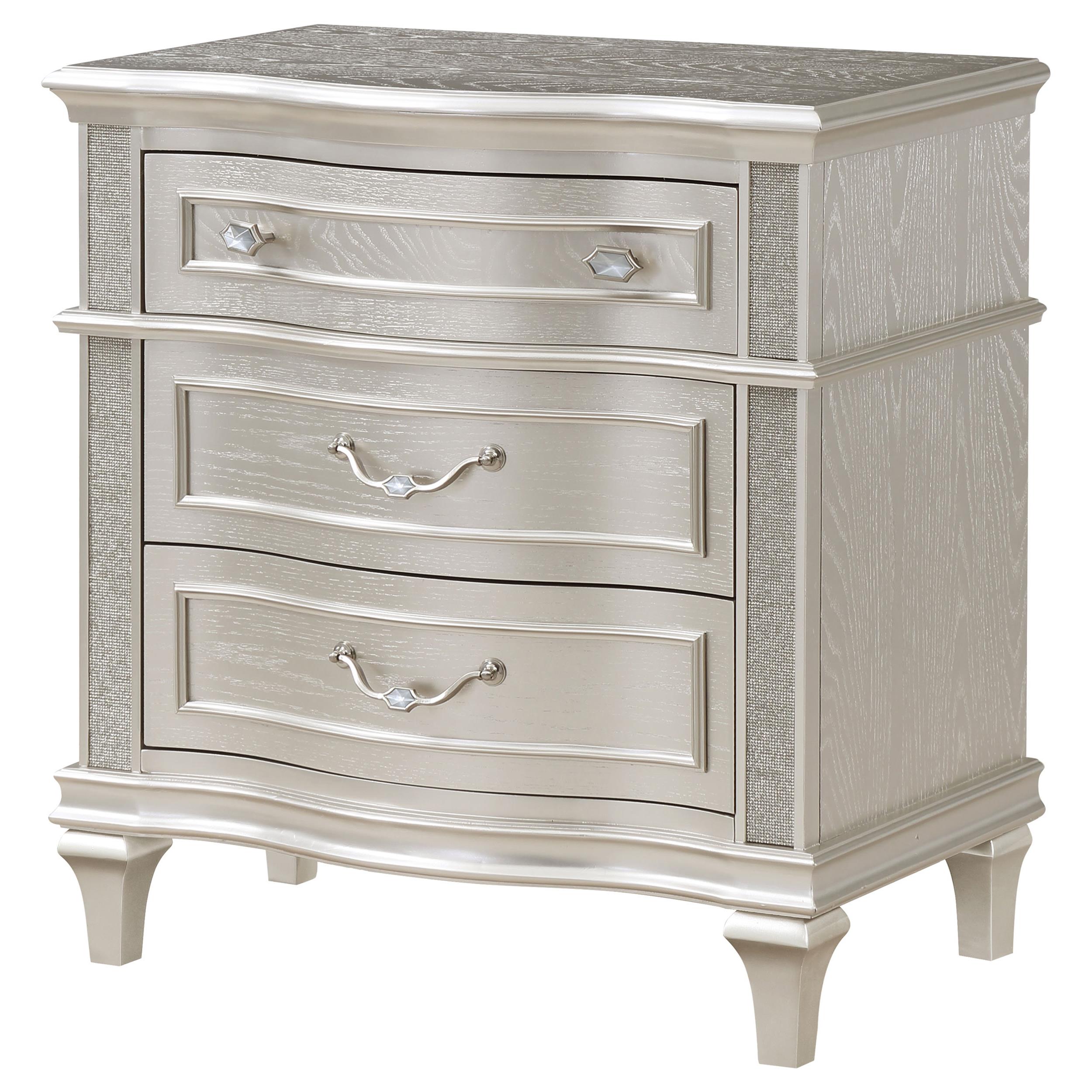  Coaster Furniture Evangeline 223392 3-Drawer Nightstand - Silver Oak IMAGE 3