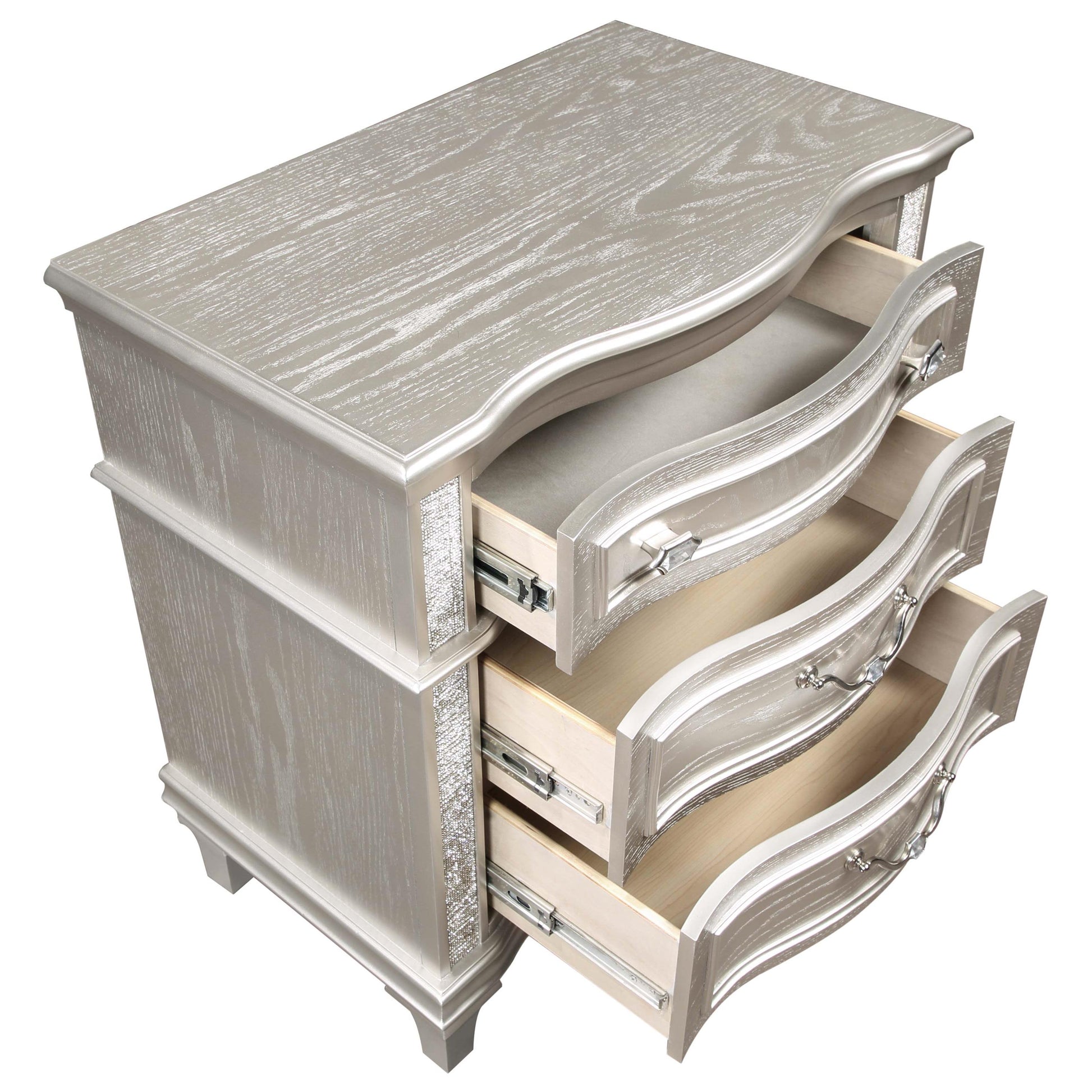  Coaster Furniture Evangeline 223392 3-Drawer Nightstand - Silver Oak IMAGE 9