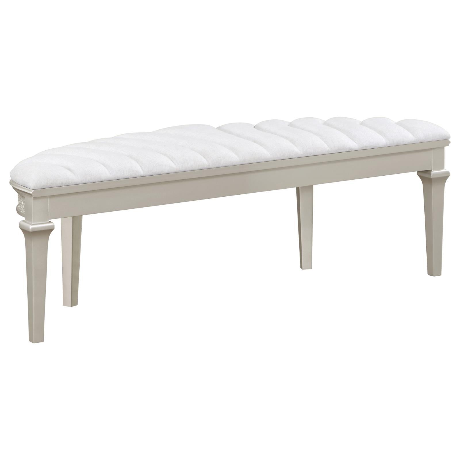  Coaster Furniture Evangeline 223396 Curved Fabric Upholstered Bench - Silver Oak IMAGE 6
