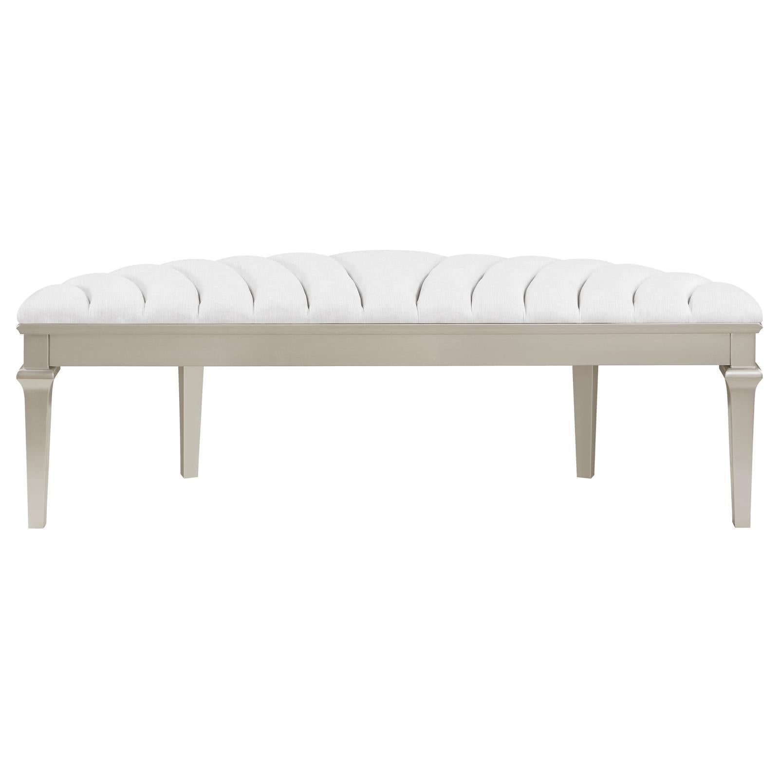  Coaster Furniture Evangeline 223396 Curved Fabric Upholstered Bench - Silver Oak IMAGE 7
