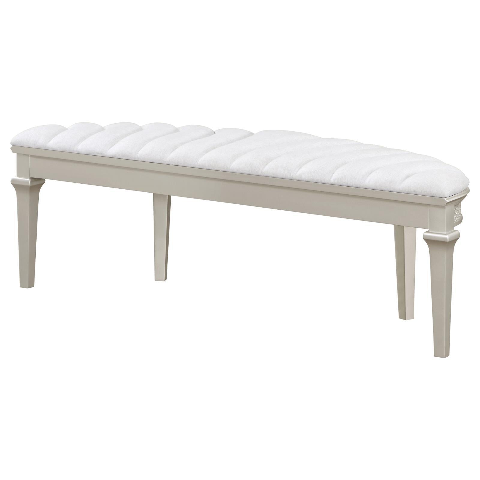  Coaster Furniture Evangeline 223396 Curved Fabric Upholstered Bench - Silver Oak IMAGE 8
