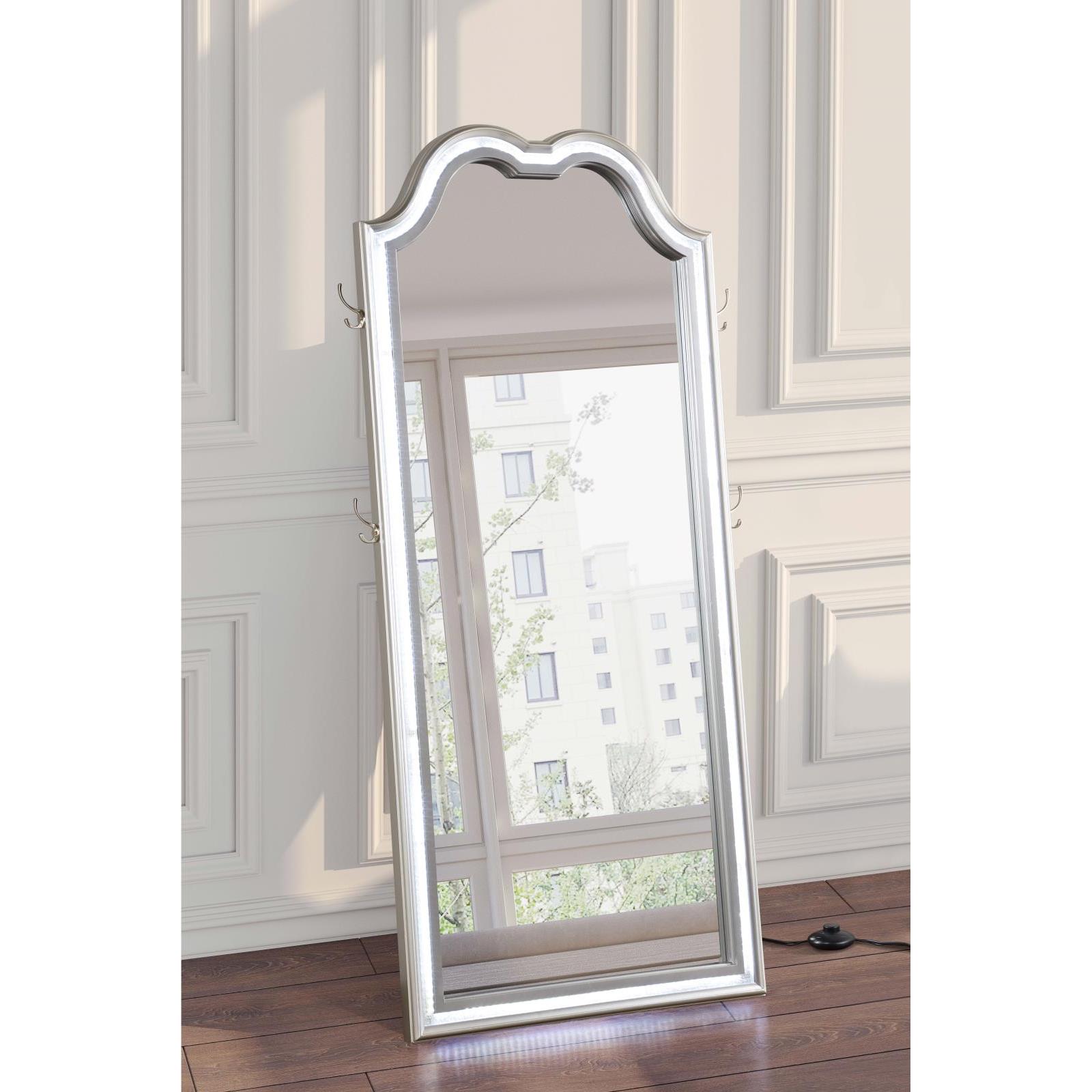 Coaster Furniture Evangeline 223400 Full Length LED Light Floor Mirror - Silver Oak IMAGE 3