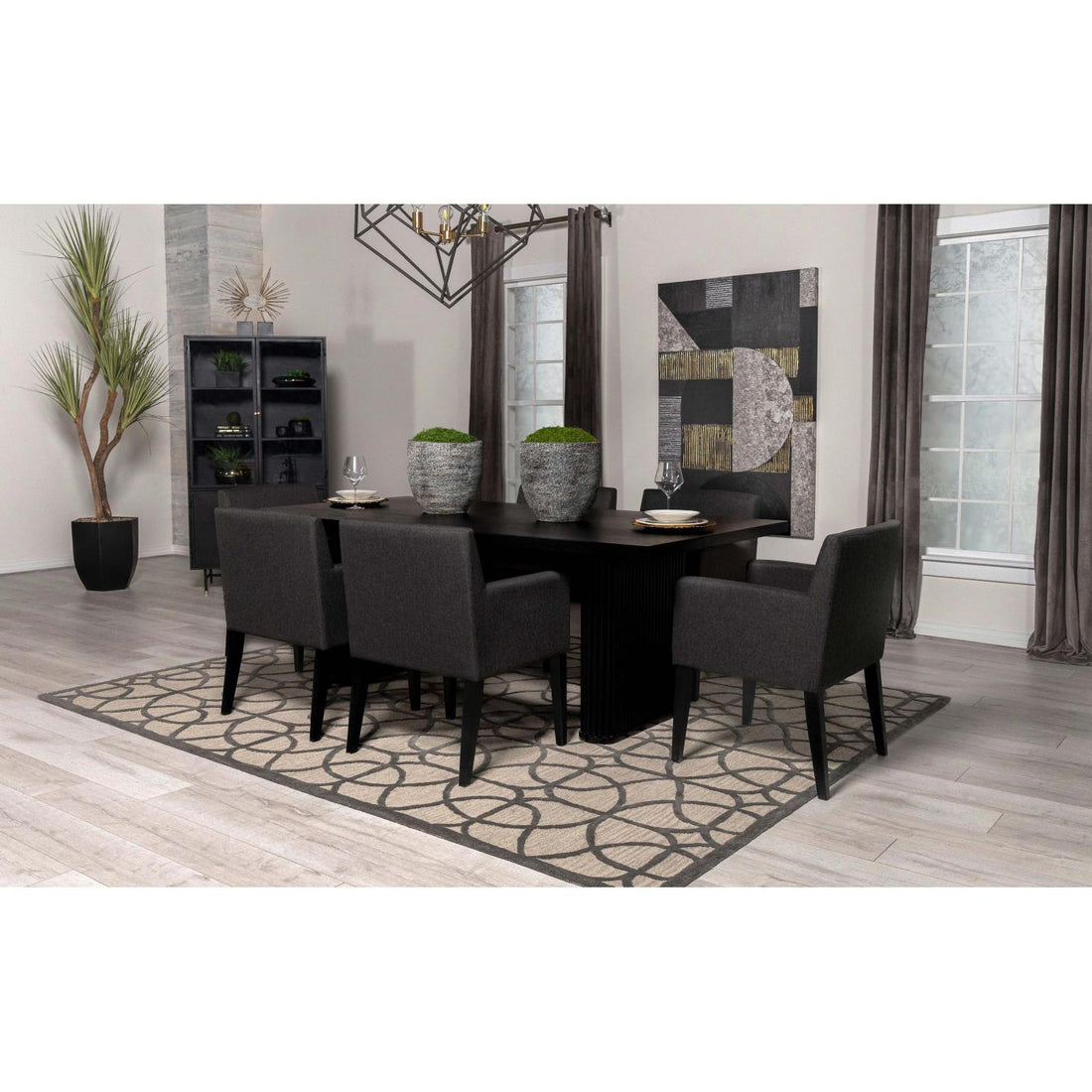  Coaster Furniture Catherine 106251 Rectangular 84-inch Wood Dining Table - Black IMAGE 1