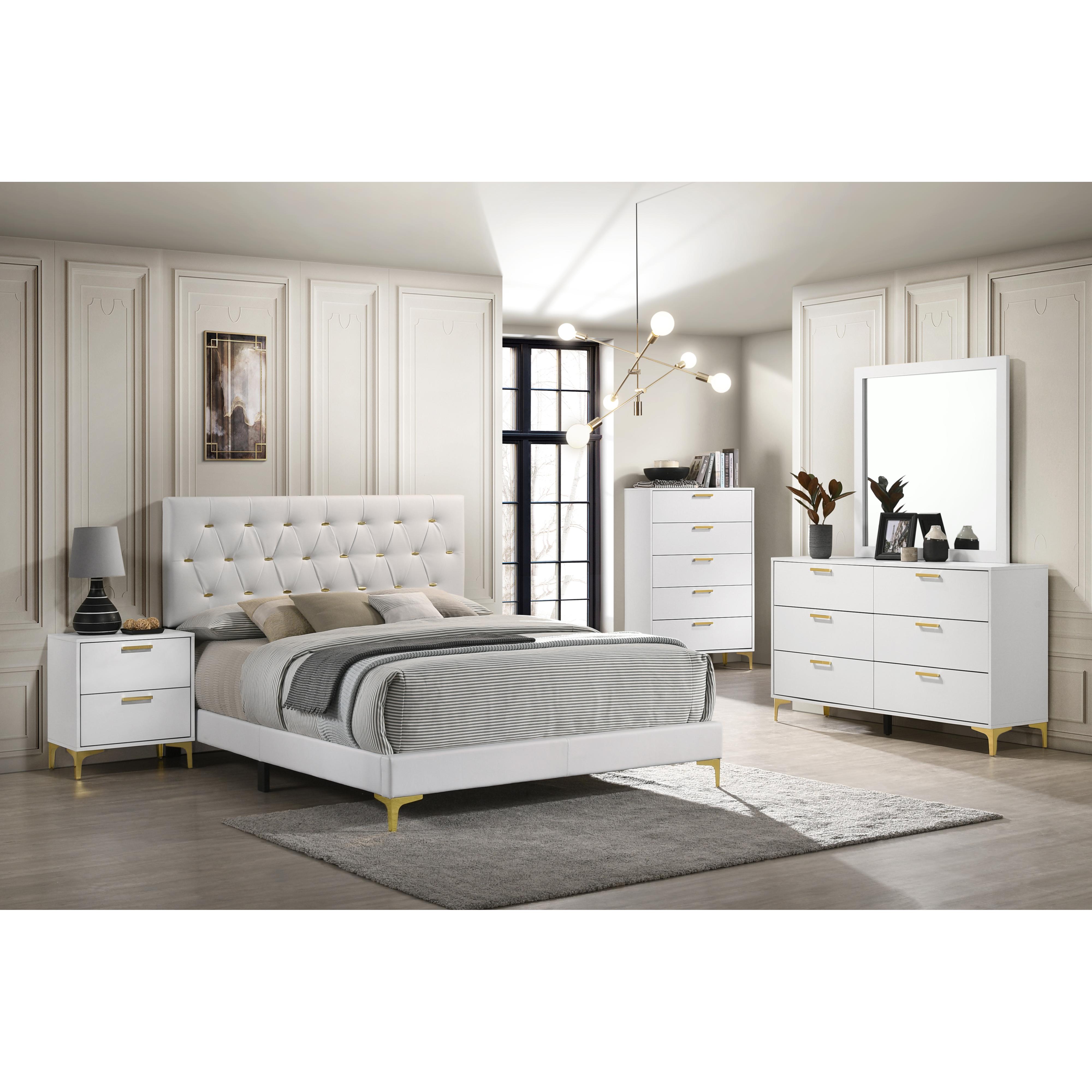 Size_California King  -- Kendall 224401KW Upholstered California King Panel Bed - White IMAGE 2