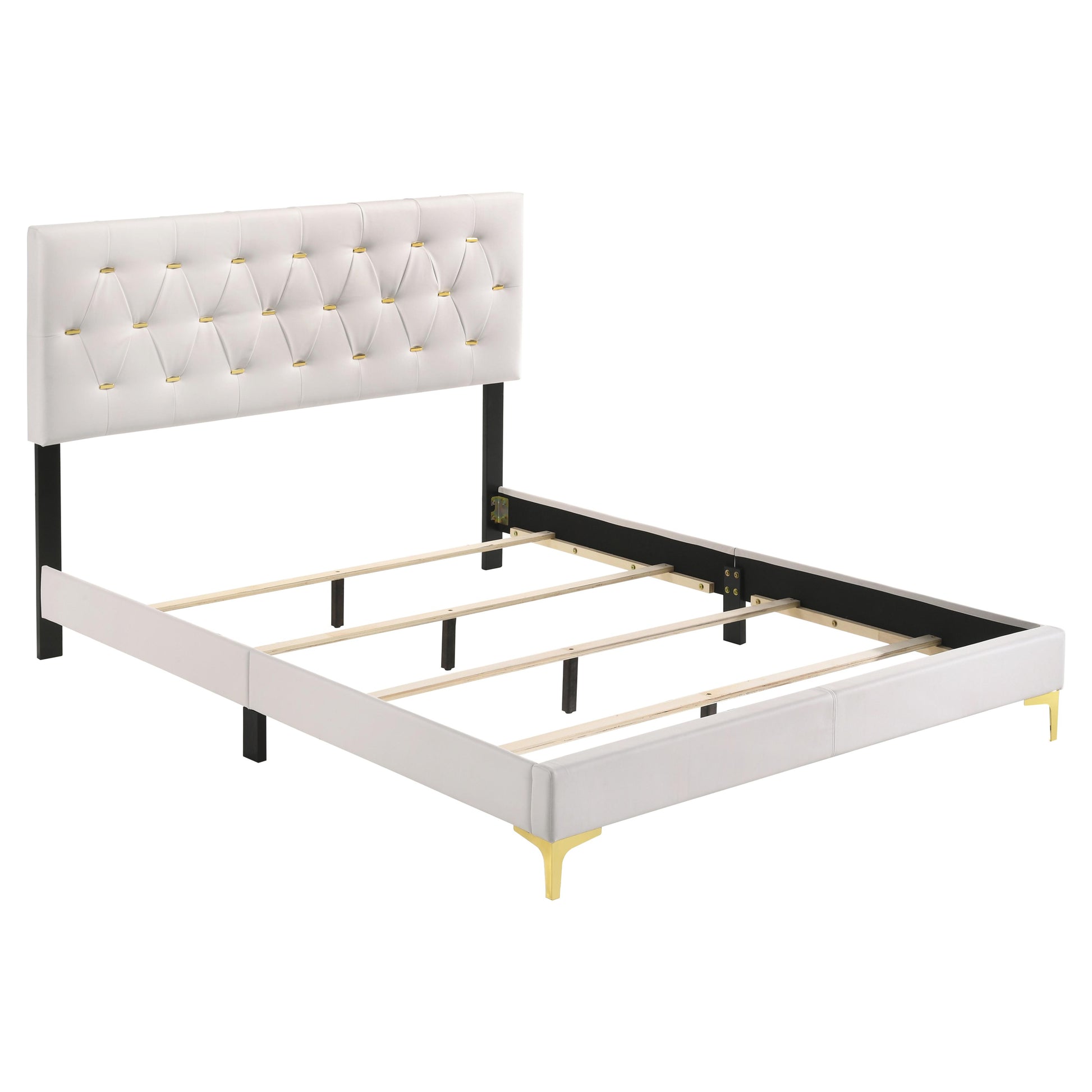 Size_California King  -- Kendall 224401KW Upholstered California King Panel Bed - White IMAGE 3