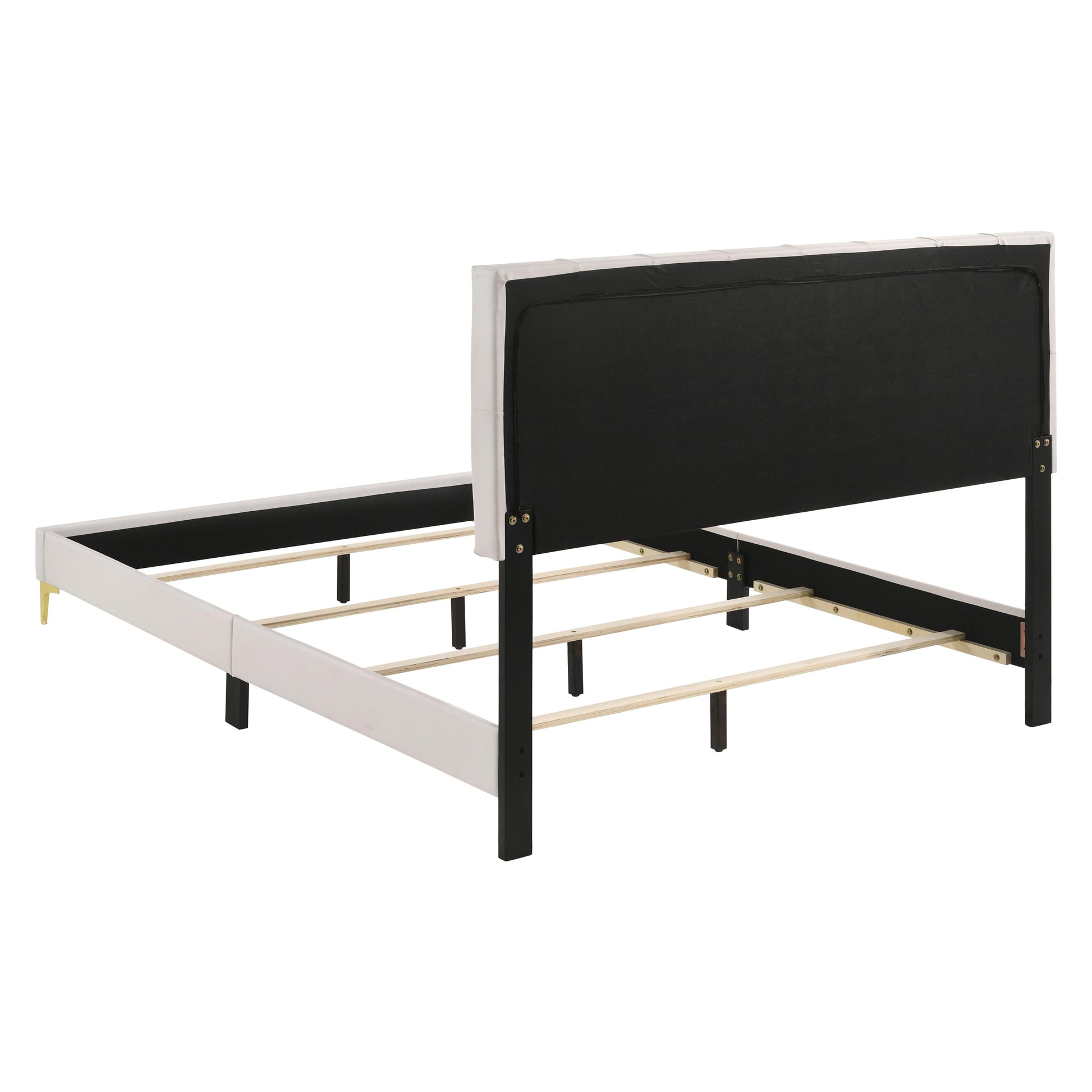  Size_Queen  -- Kendall 224401Q Upholstered Queen Panel Bed - White IMAGE 4