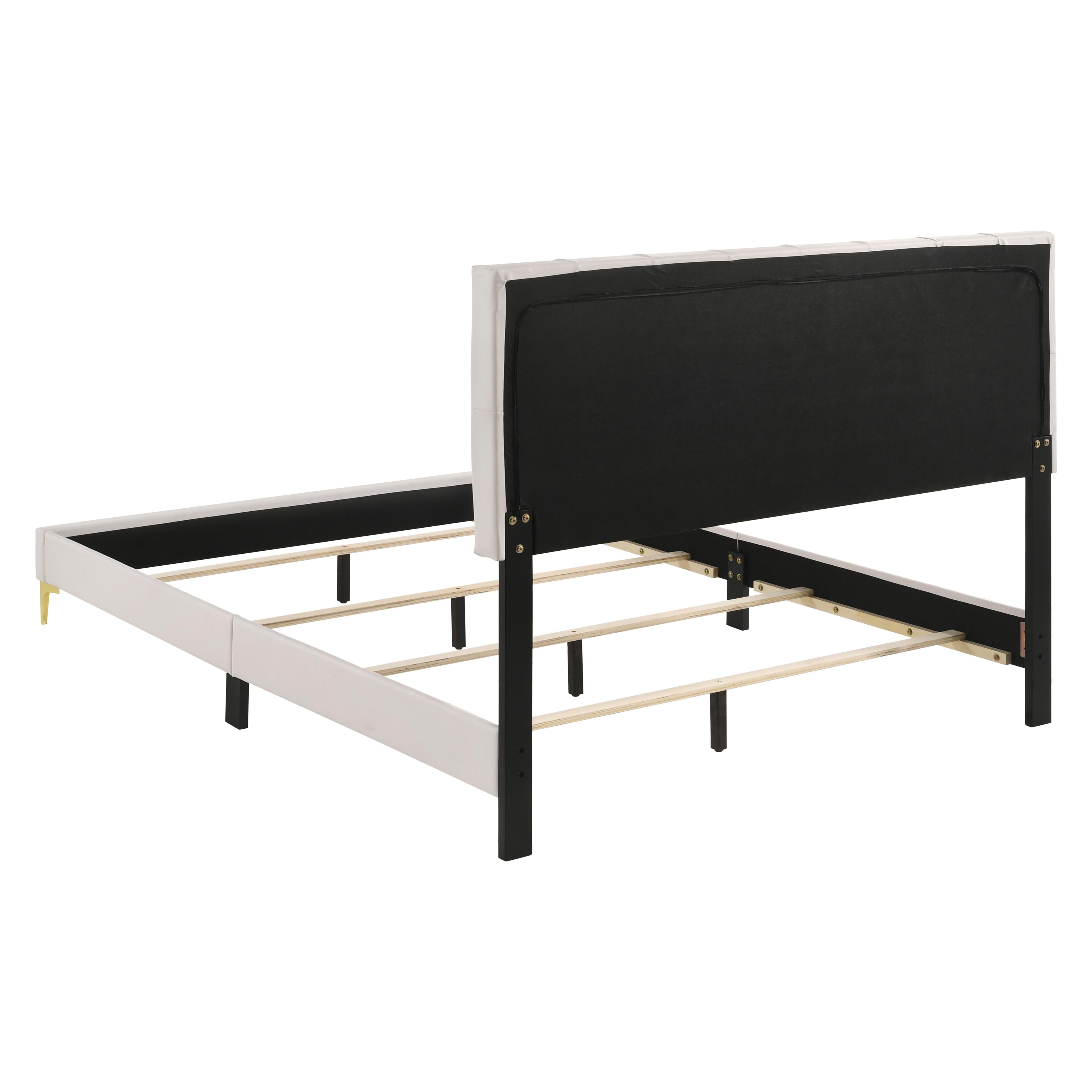  Size_Queen  -- Kendall 224401Q Upholstered Queen Panel Bed - White IMAGE 4