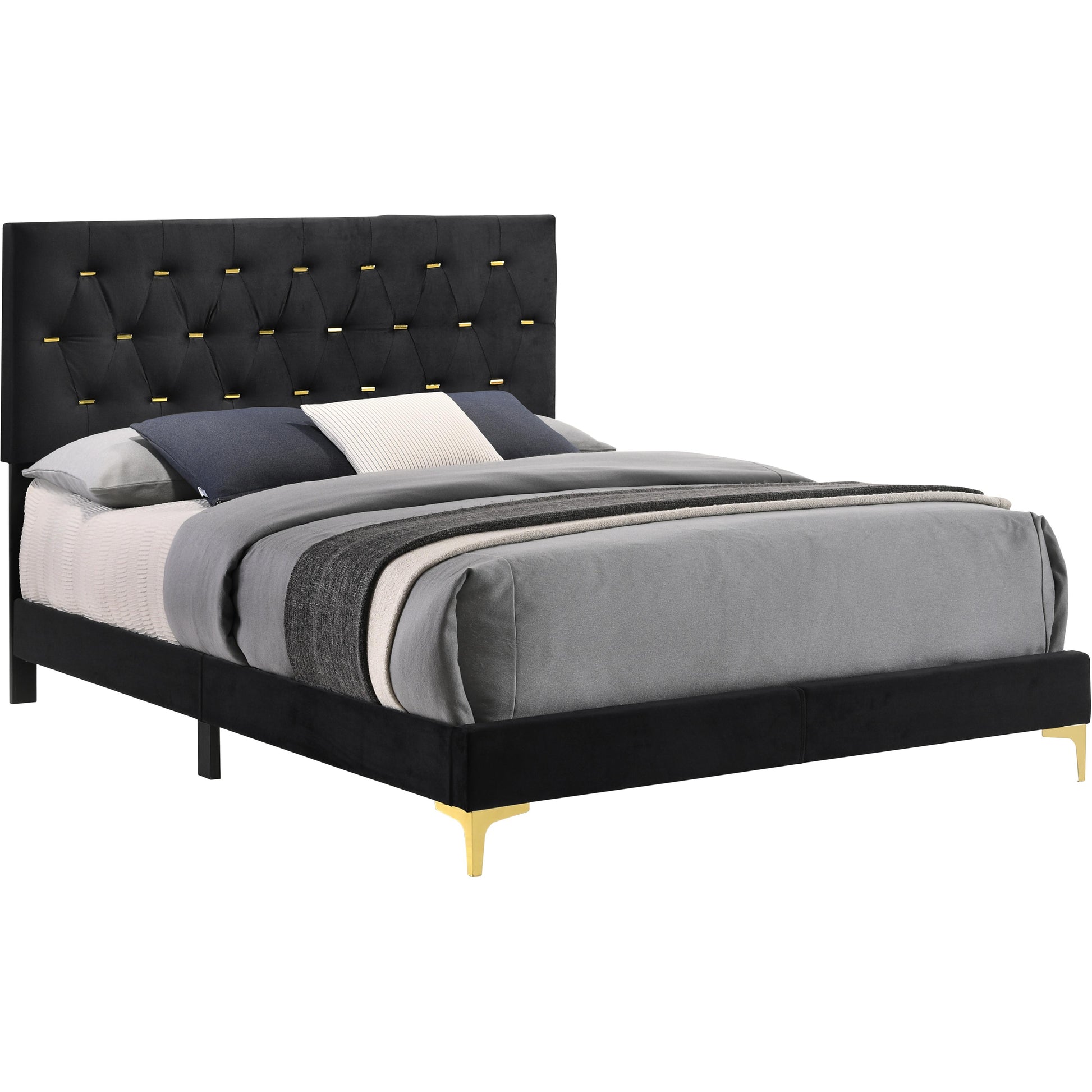  Size_King  -- Kendall 224451KE Upholstered Eastern King Panel Bed - Black IMAGE 1