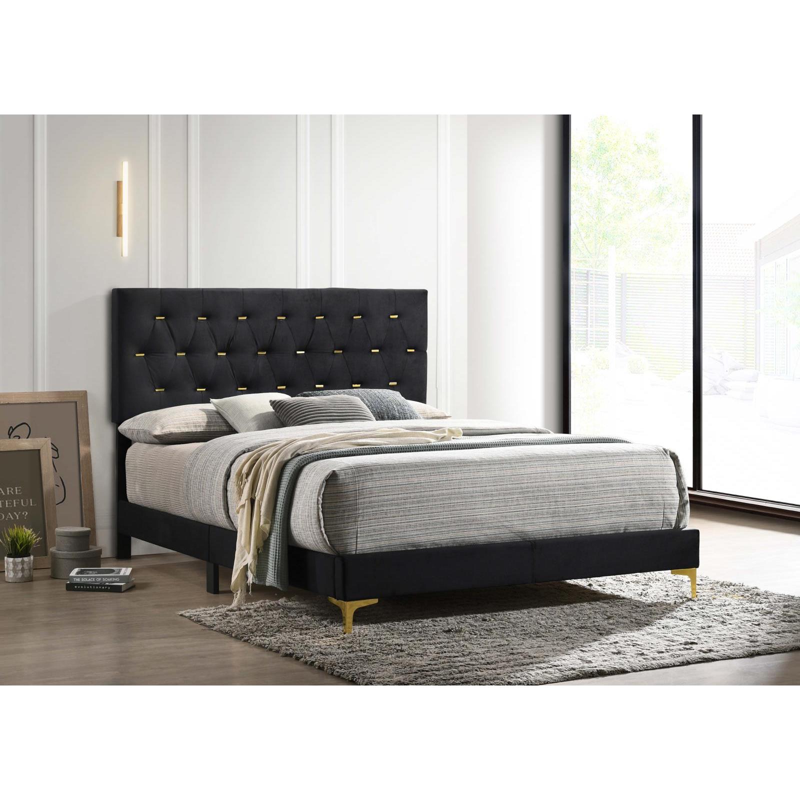  Size_King  -- Kendall 224451KE Upholstered Eastern King Panel Bed - Black IMAGE 4