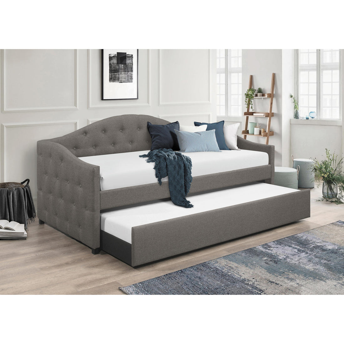  Coaster Furniture Sadie 300638 Upholstered Twin Daybed with Trundle - Grey IMAGE 1