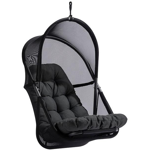  Furniture of America GM-1010BK Swing Chair with Stand - Black IMAGE 1
