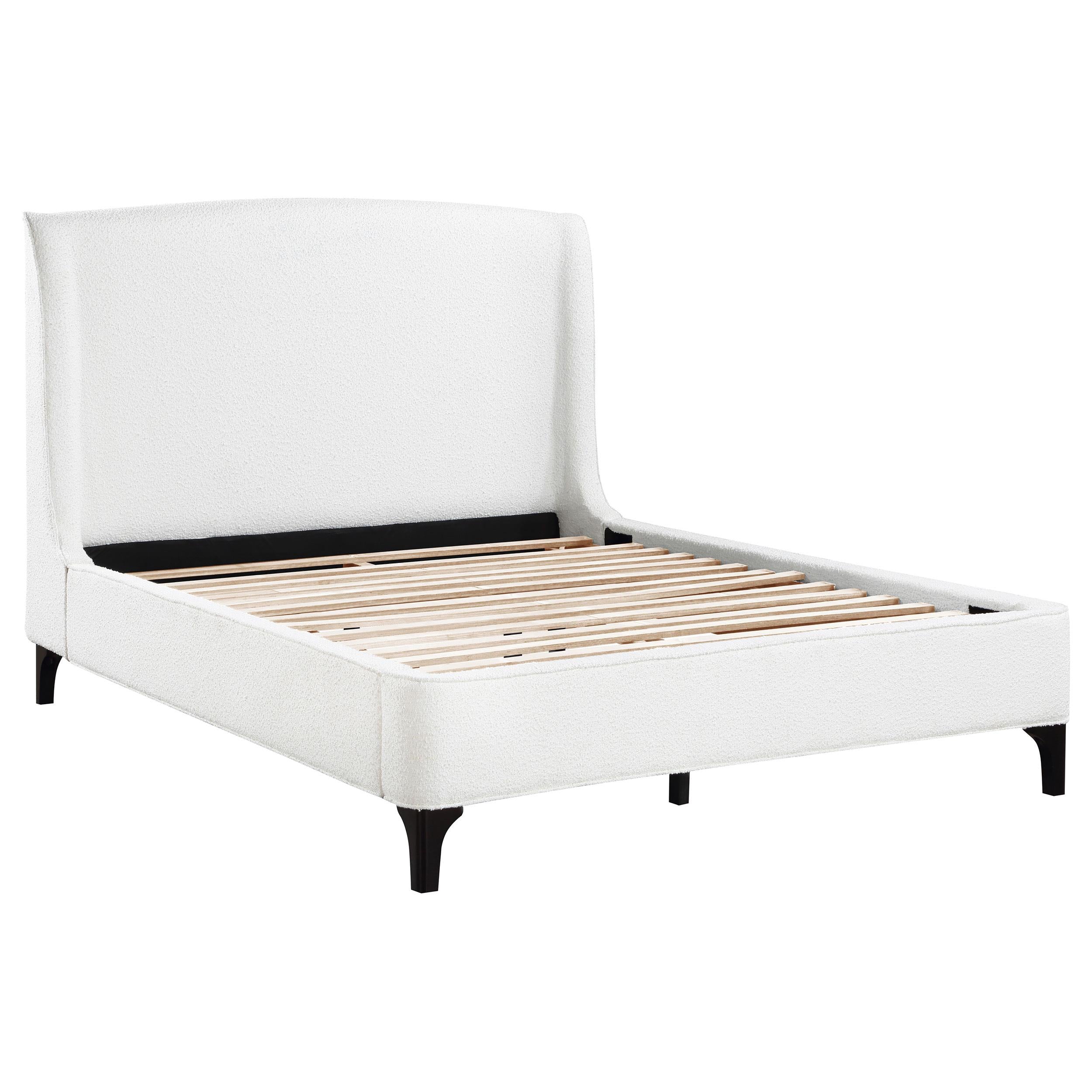  Size_Queen  -- Mosby 306020Q Upholstered Queen Wingback Bed - Snow IMAGE 1