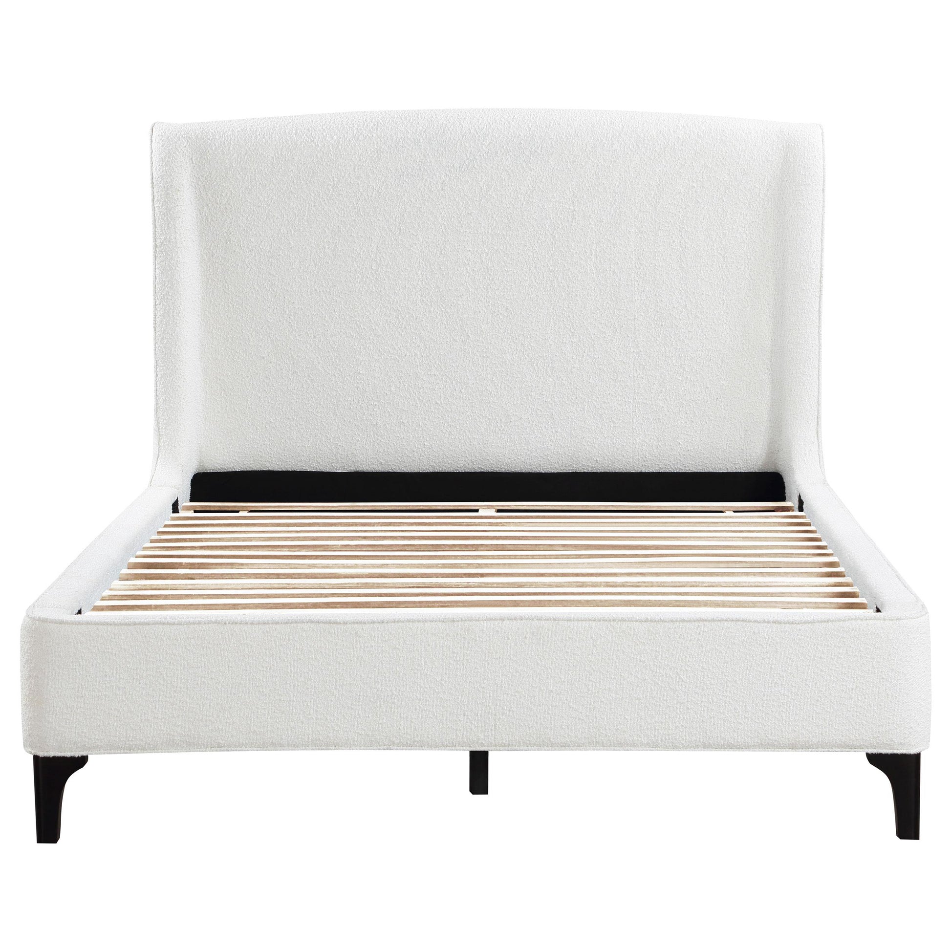  Size_Queen  -- Mosby 306020Q Upholstered Queen Wingback Bed - Snow IMAGE 3