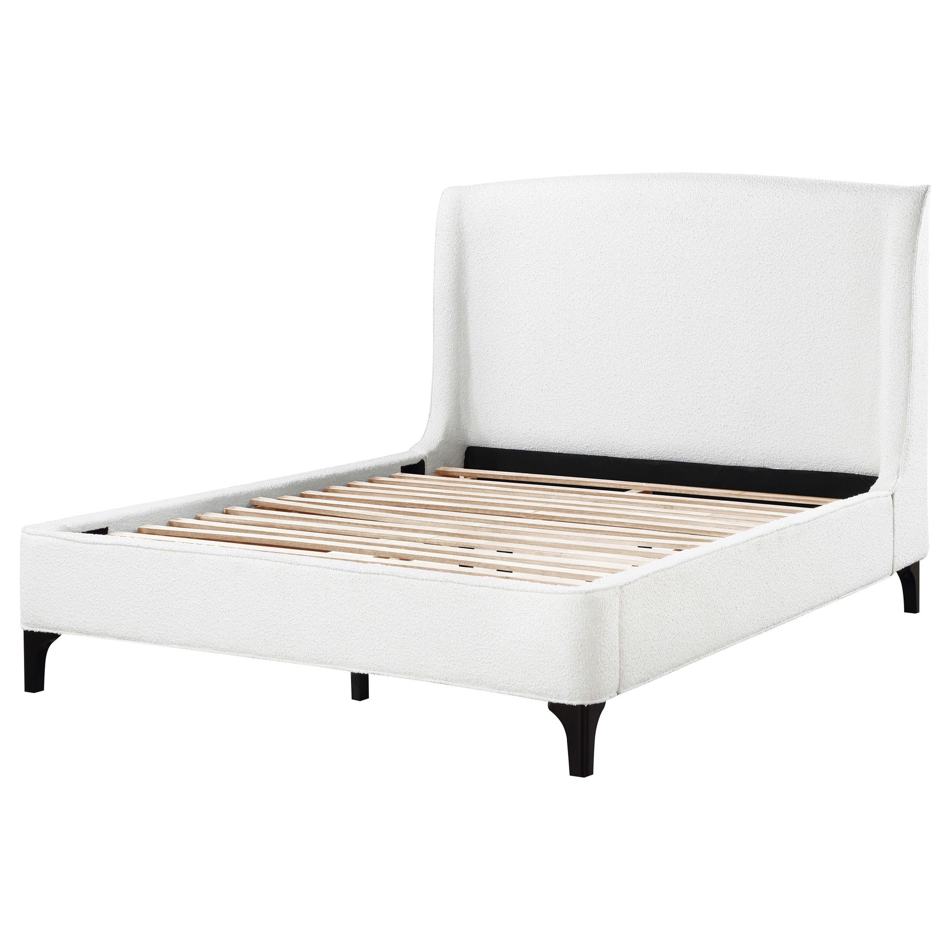  Size_Queen  -- Mosby 306020Q Upholstered Queen Wingback Bed - Snow IMAGE 4