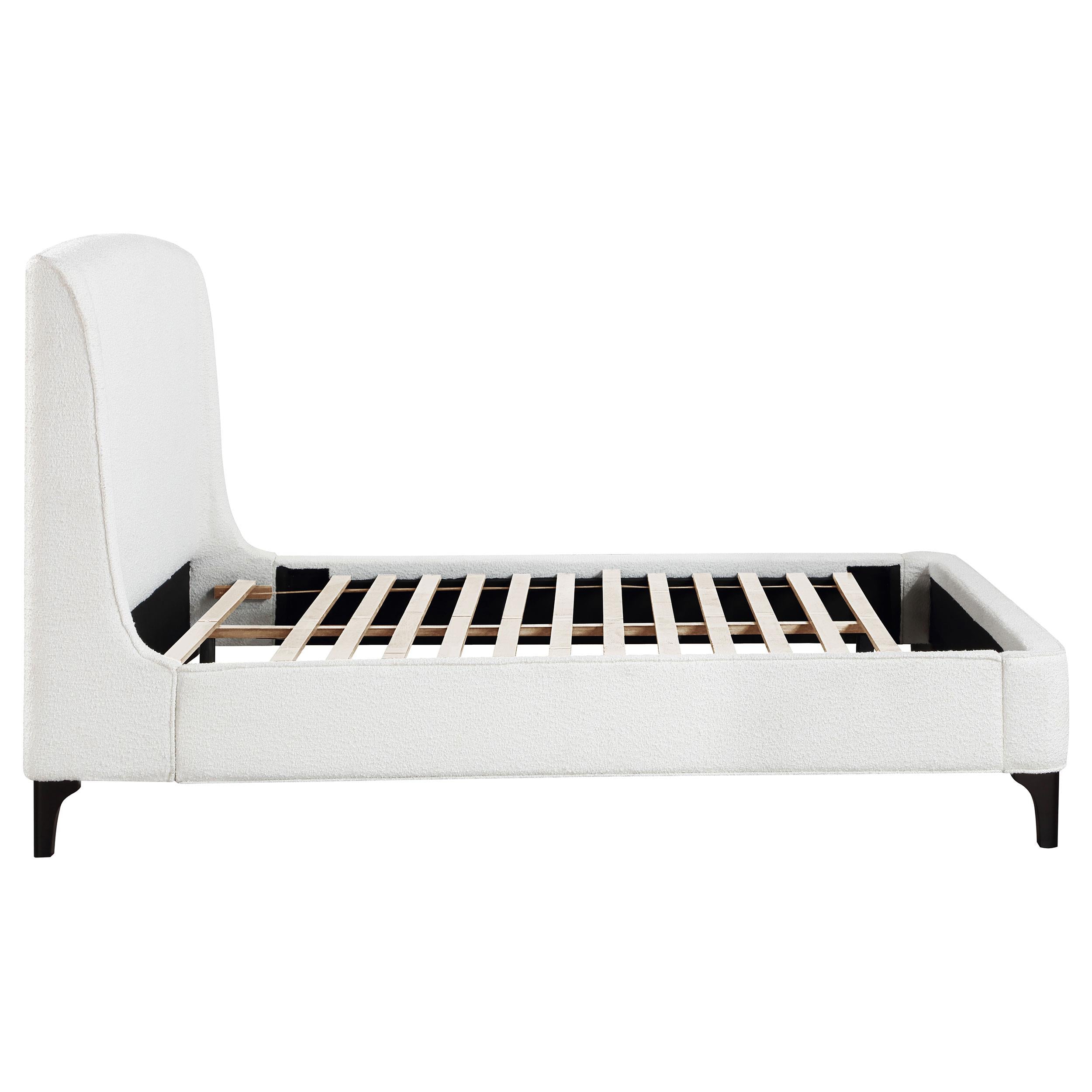  Size_Queen  -- Mosby 306020Q Upholstered Queen Wingback Bed - Snow IMAGE 9
