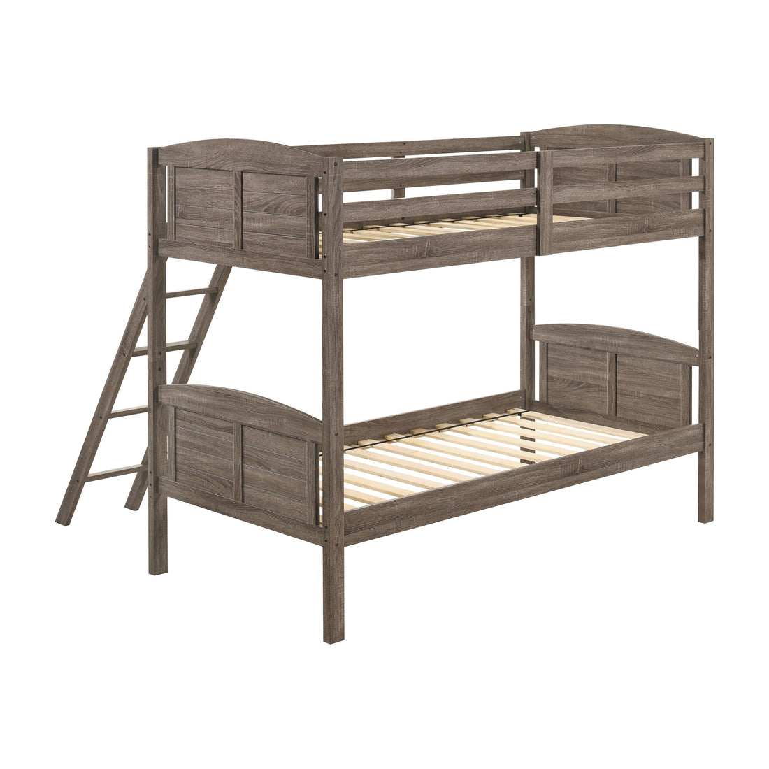 Coaster Furniture Flynn 400808 Wood Twin Over Twin Bunk Bed - Weathered Brown IMAGE 1