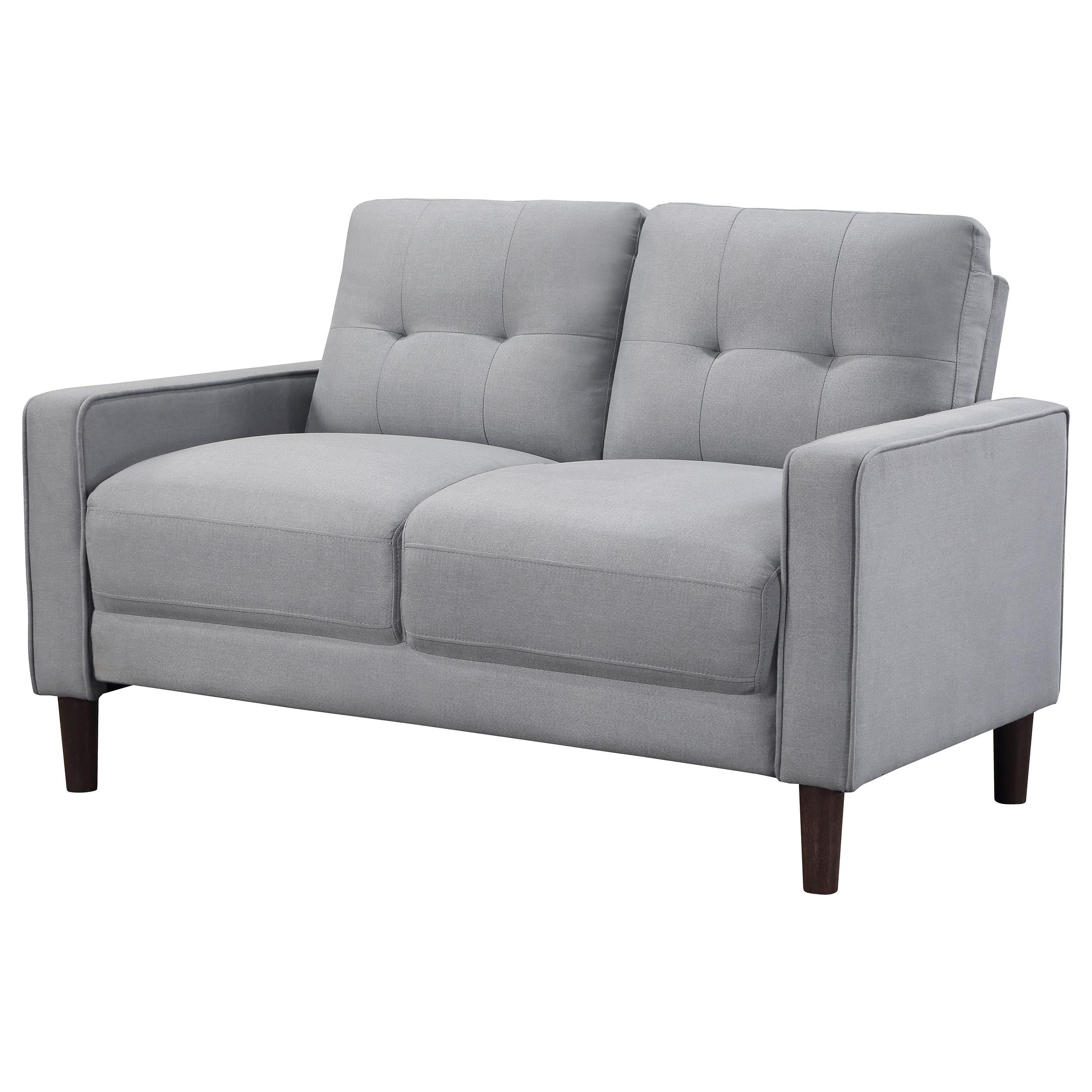  Coaster Furniture Bowen 506782 Upholstered Track Arm Tufted Loveseat - Grey IMAGE 3