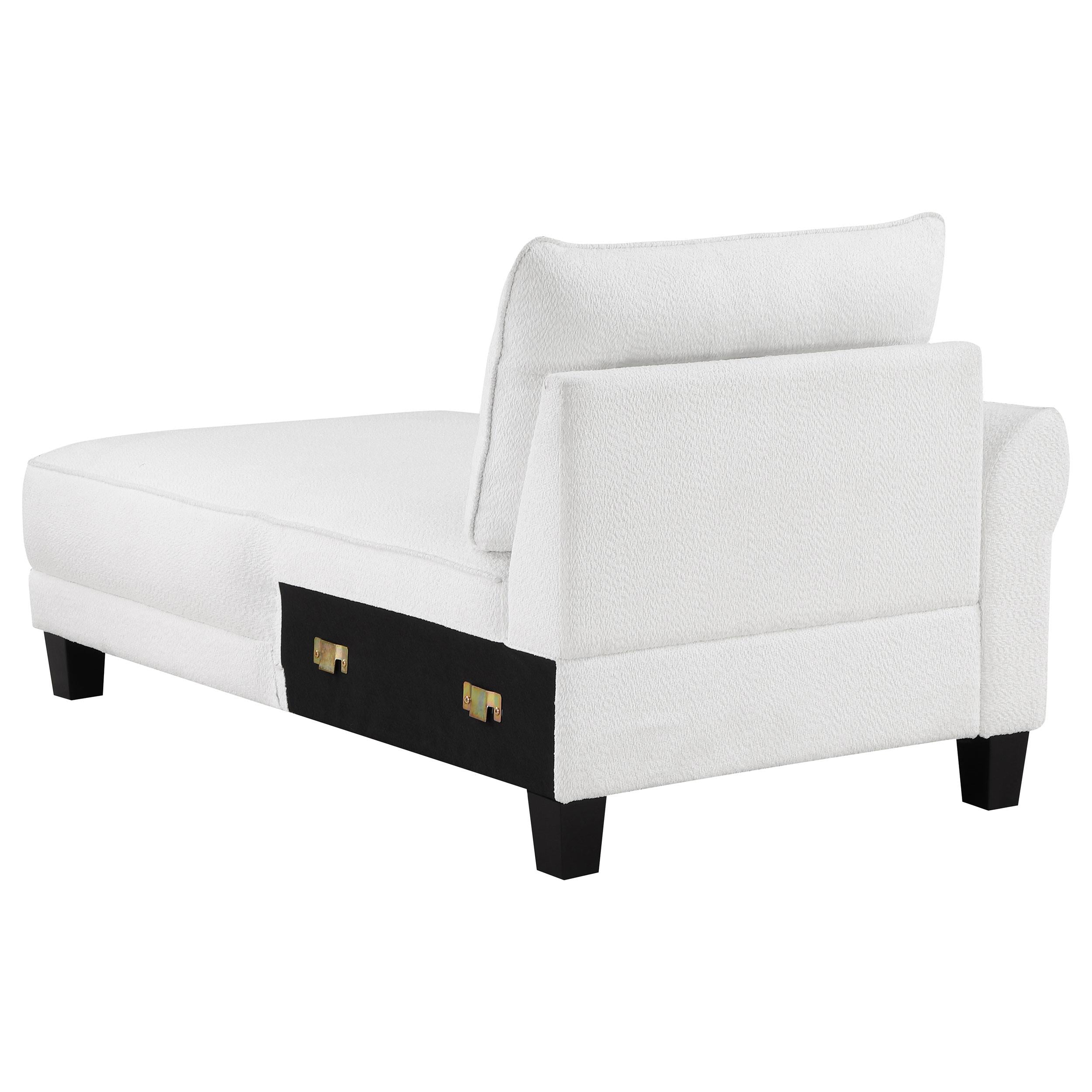  Coaster Furniture Caspian 509550 Upholstered Curved Arm Chaise Sectional Sofa - White IMAGE 8