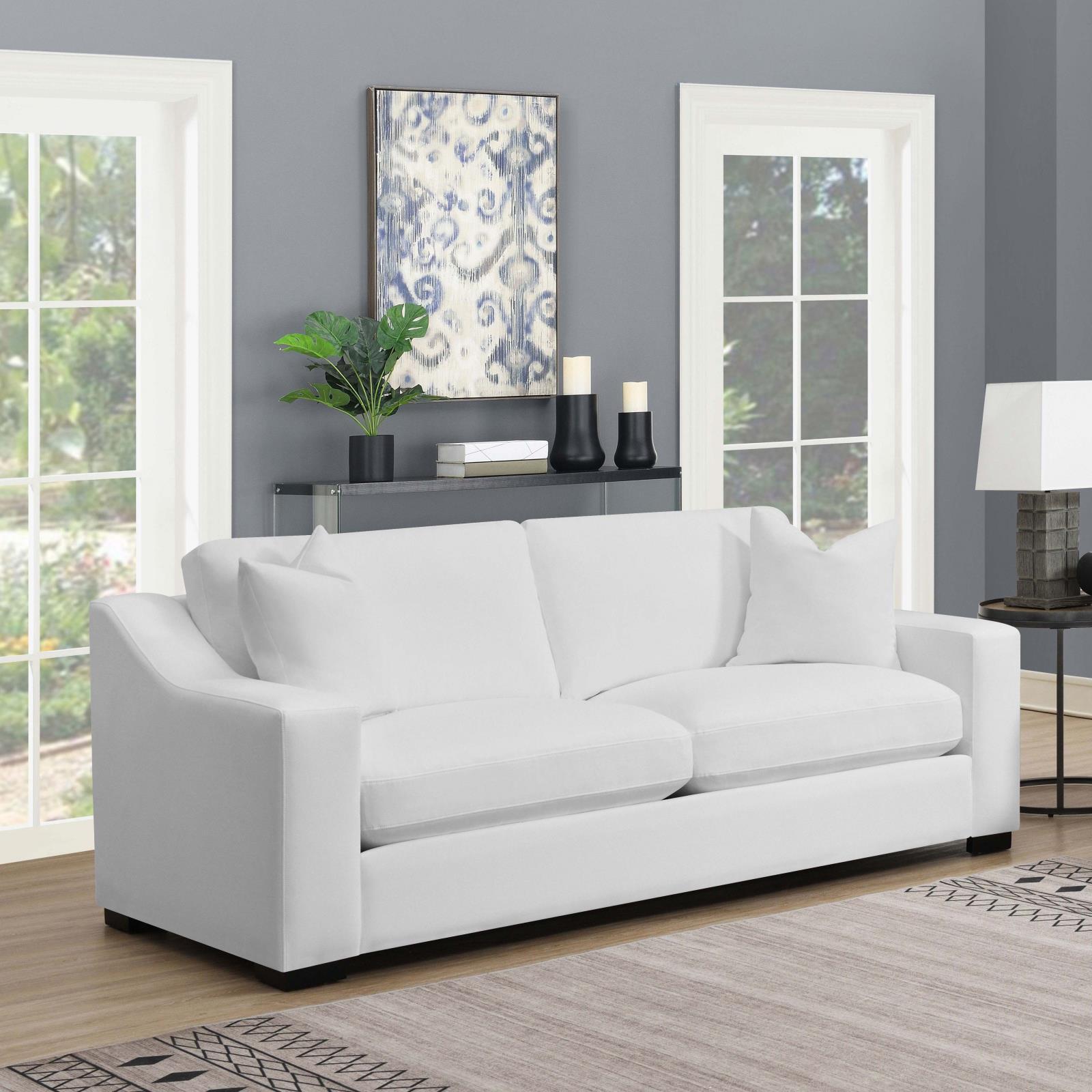  Coaster Furniture Ashlyn 509891 Upholstered Sloped Arm Sofa - White IMAGE 9