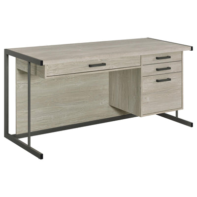  Coaster Furniture Loomis 805881 60-inch 4-Drawer Computer Desk - Whitewashed Grey IMAGE 1