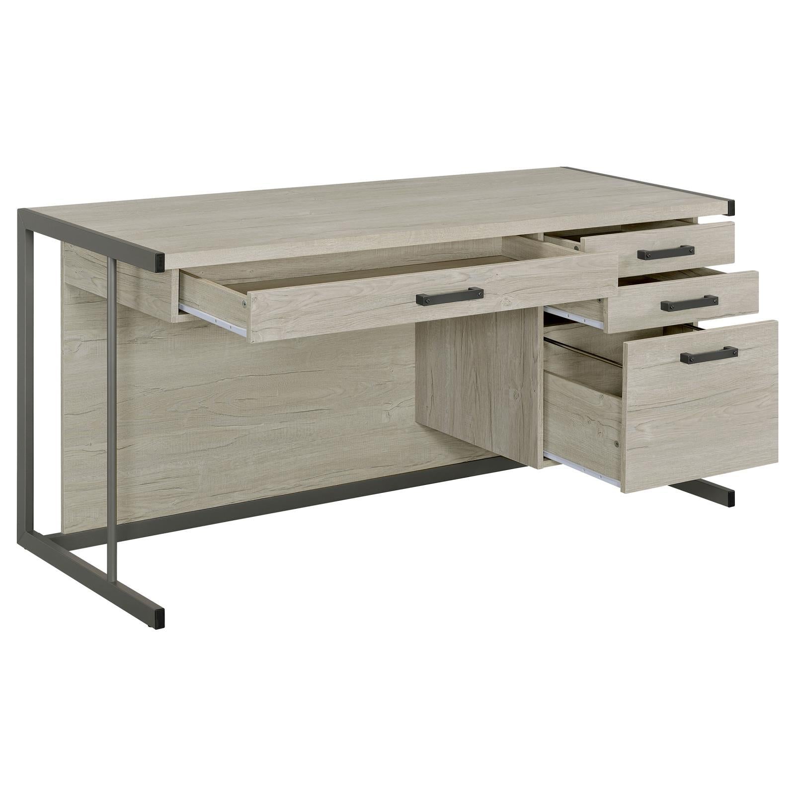  Coaster Furniture Loomis 805881 60-inch 4-Drawer Computer Desk - Whitewashed Grey IMAGE 3
