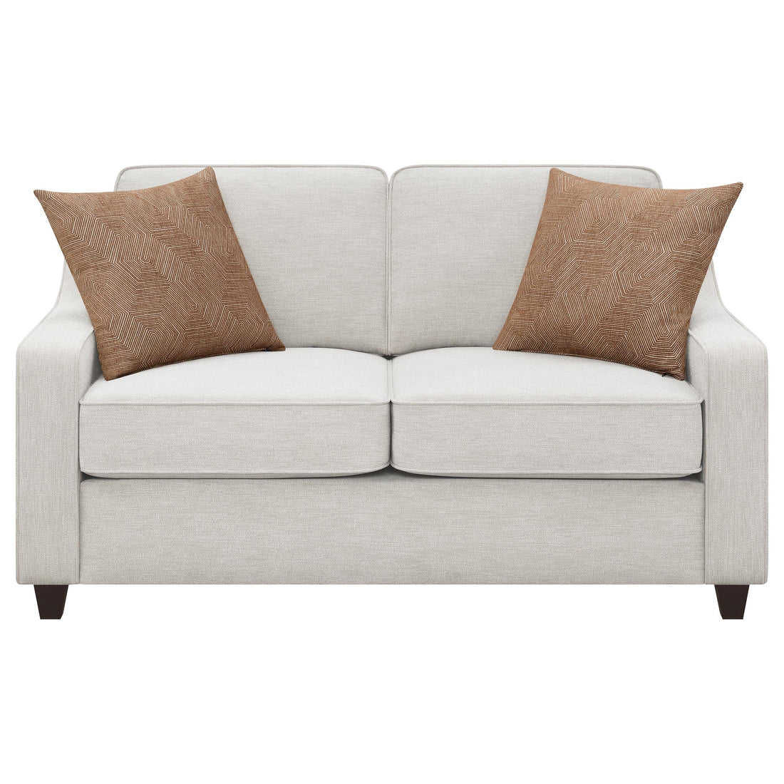  Coaster Furniture Christine 552062 Upholstered Sloped Arm Loveseat - Beige IMAGE 1