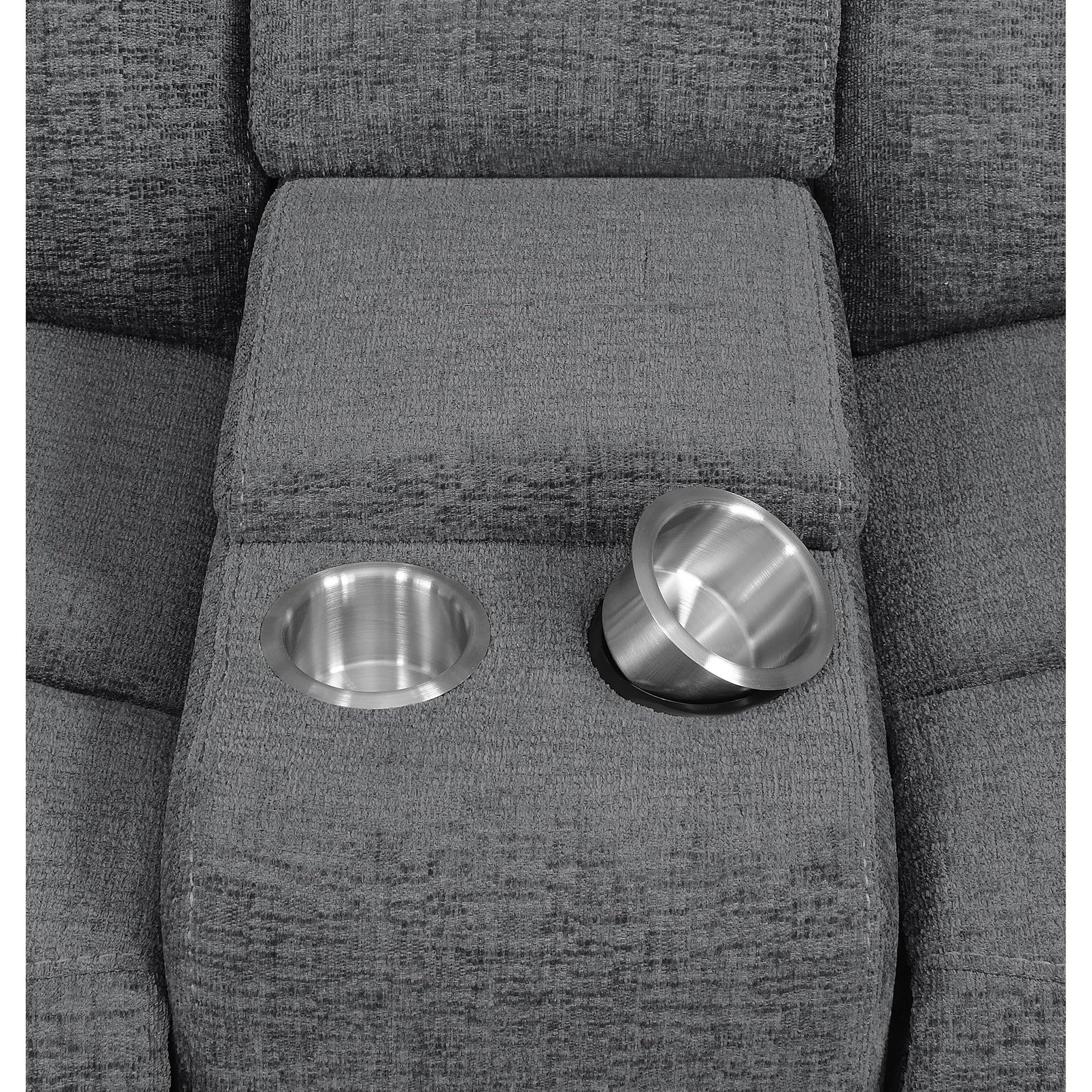  Coaster Furniture Bahrain 609542 Upholstered Motion Loveseat - Charcoal IMAGE 15