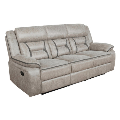  Coaster Furniture Greer 651351 Upholstered Motion Reclining Sofa - Taupe IMAGE 1
