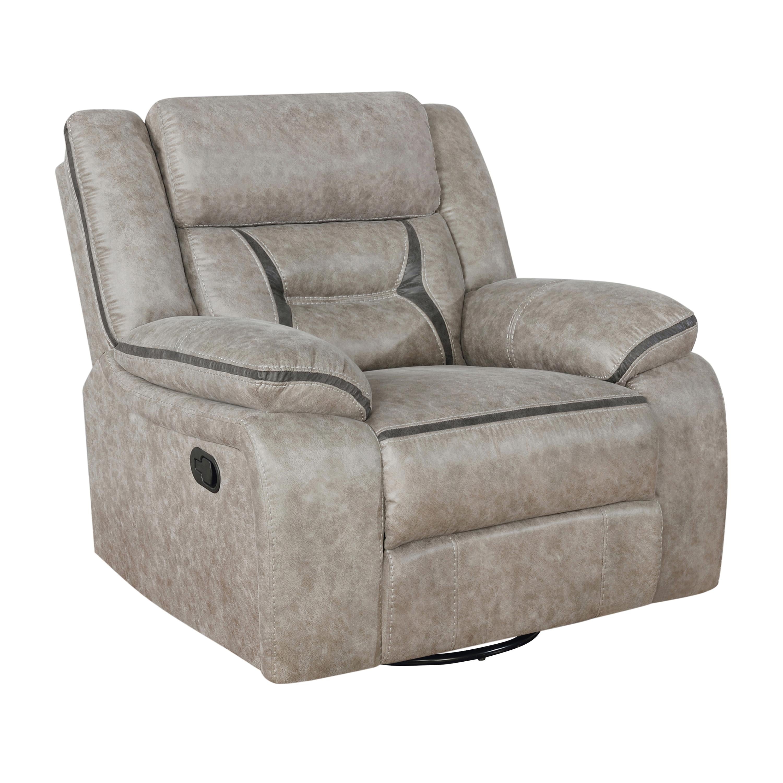  Coaster Furniture Greer 651353 Upholstered Swivel Glider Recliner Chair - Taupe IMAGE 1