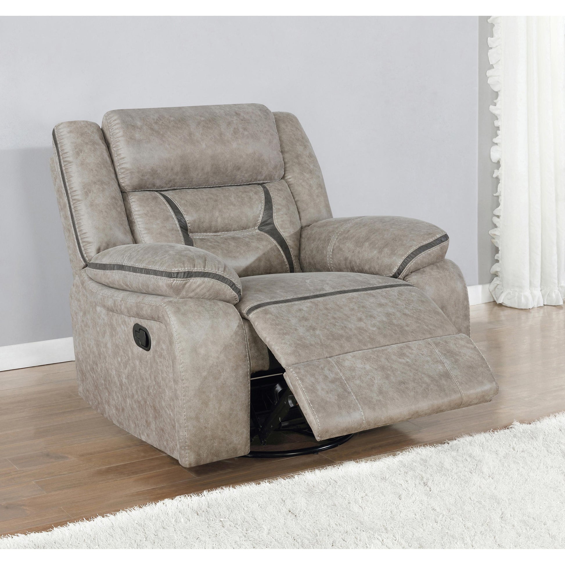  Coaster Furniture Greer 651353 Upholstered Swivel Glider Recliner Chair - Taupe IMAGE 5