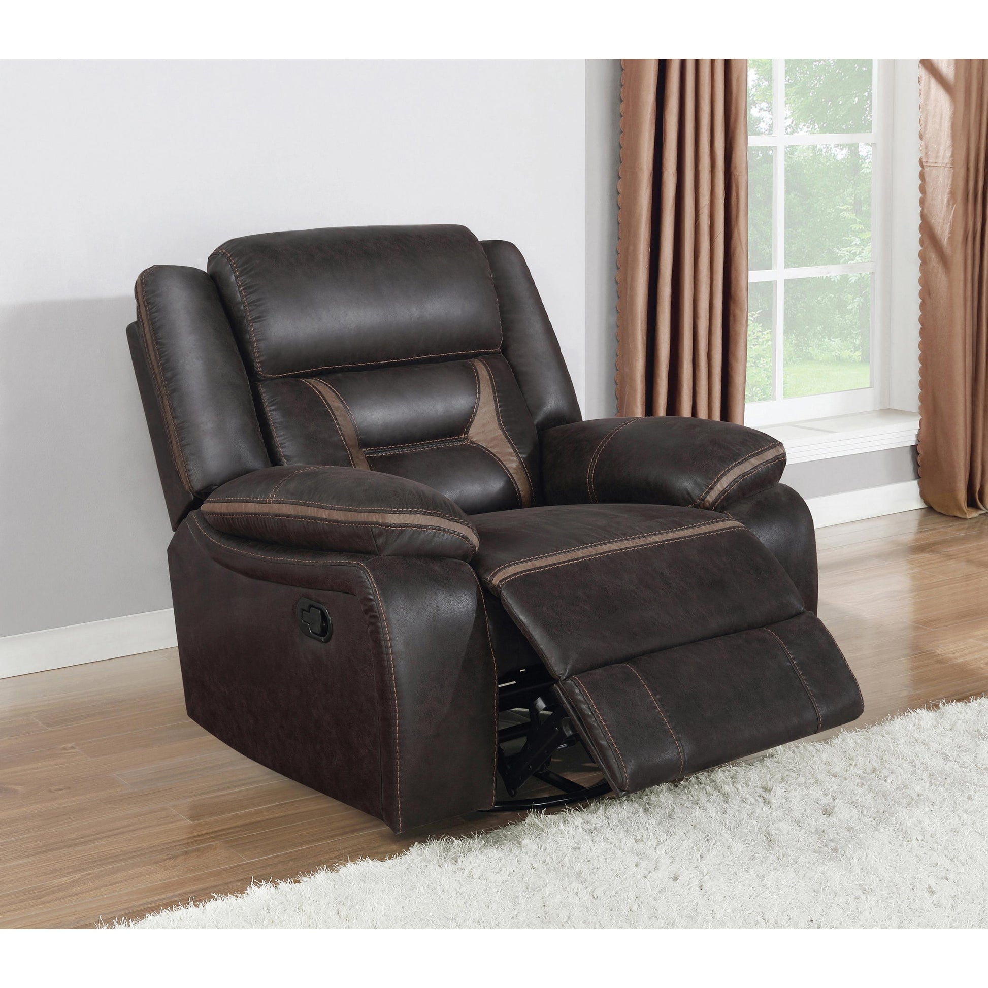  Coaster Furniture Greer 651356 Upholstered Swivel Glider Recliner Chair - Brown IMAGE 4