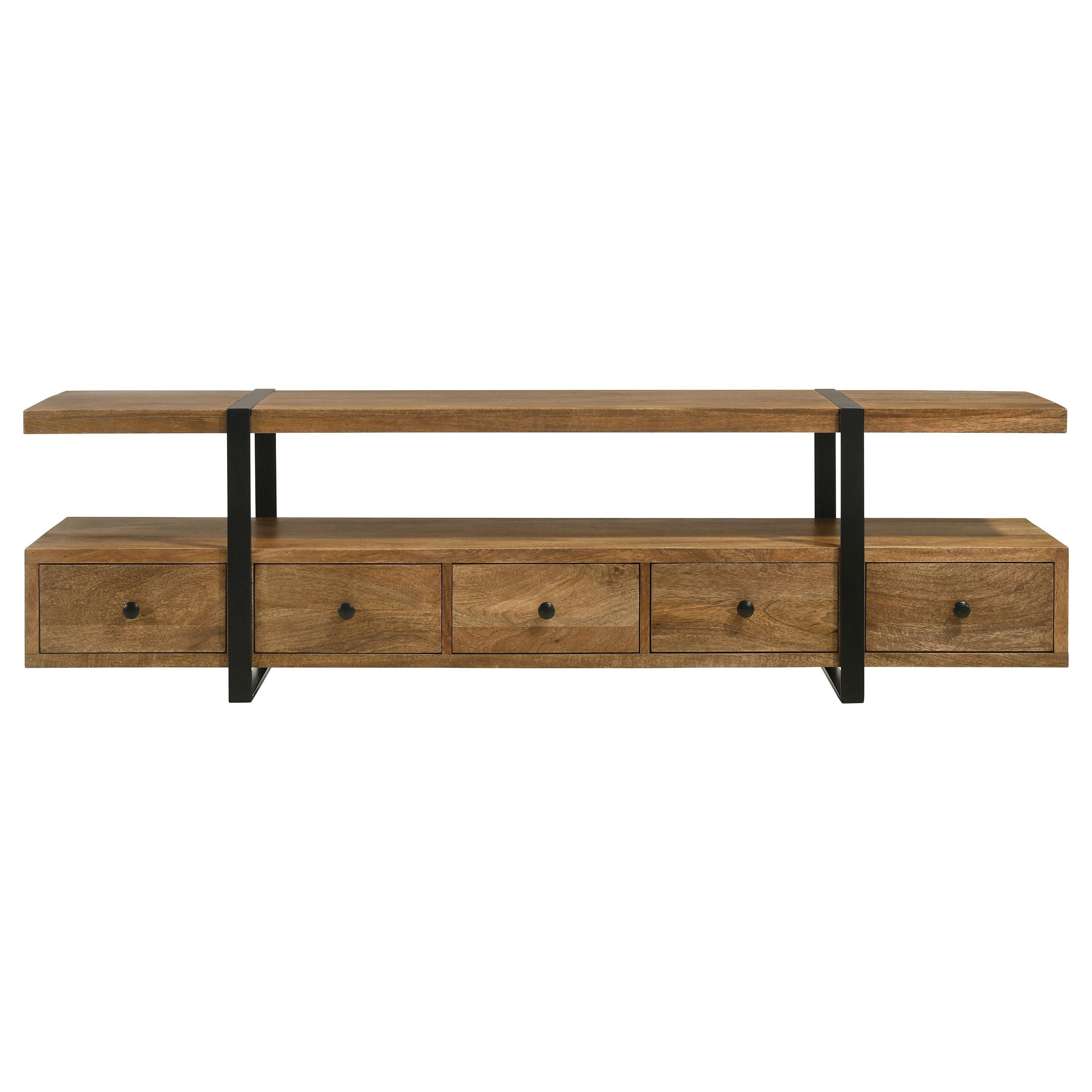  Coaster Furniture Otto 703243 5-Drawer Mango Wood 70" TV Stand Media Console - Brown IMAGE 3