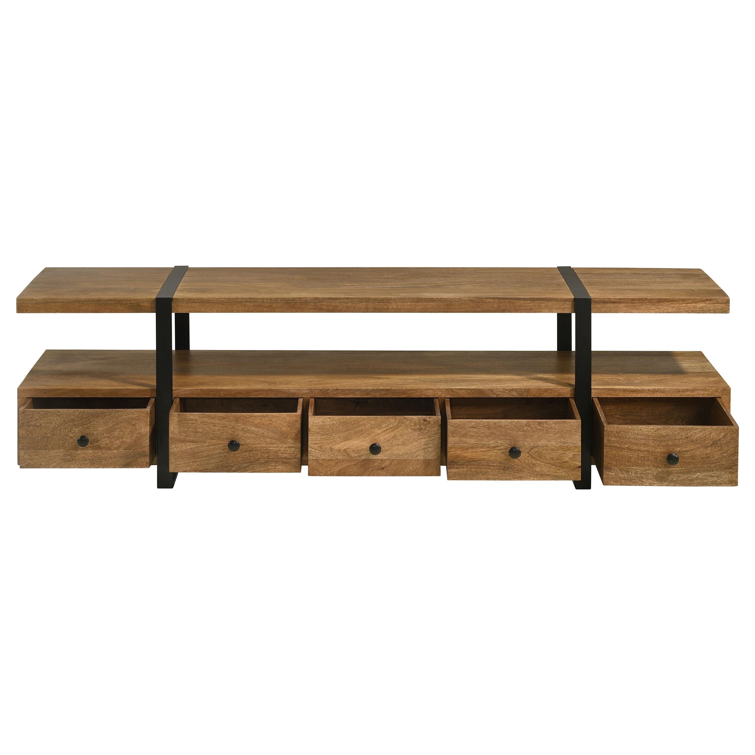  Coaster Furniture Otto 703243 5-Drawer Mango Wood 70" TV Stand Media Console - Brown IMAGE 4