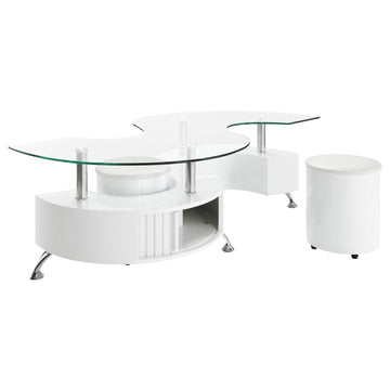  Coaster Furniture Buckley 703400 3-piece Coffee Table and Stools Set - White High Gloss IMAGE 1