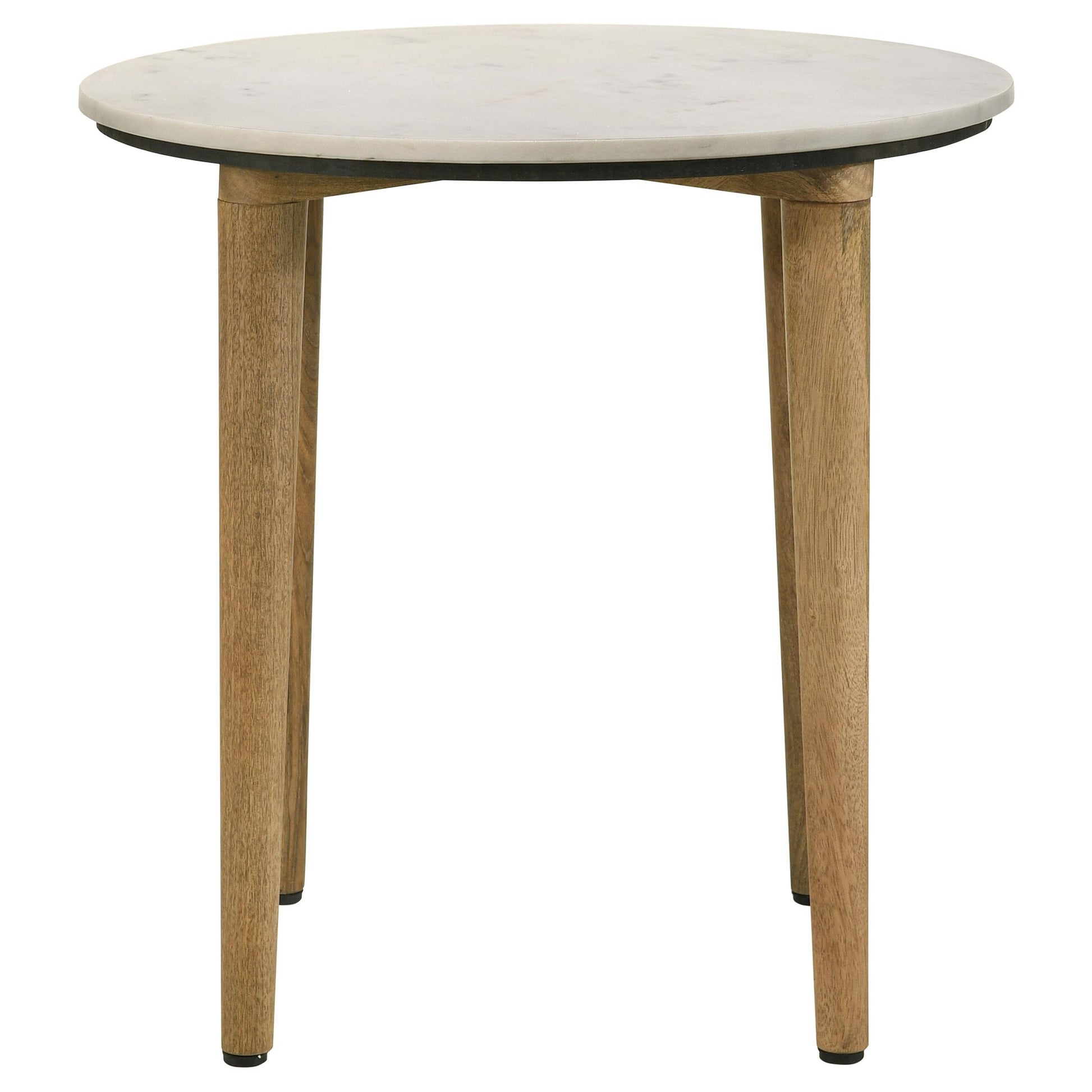  Coaster Furniture Aldis 703717 Round Marble Top Side End Table - White and Natural IMAGE 2