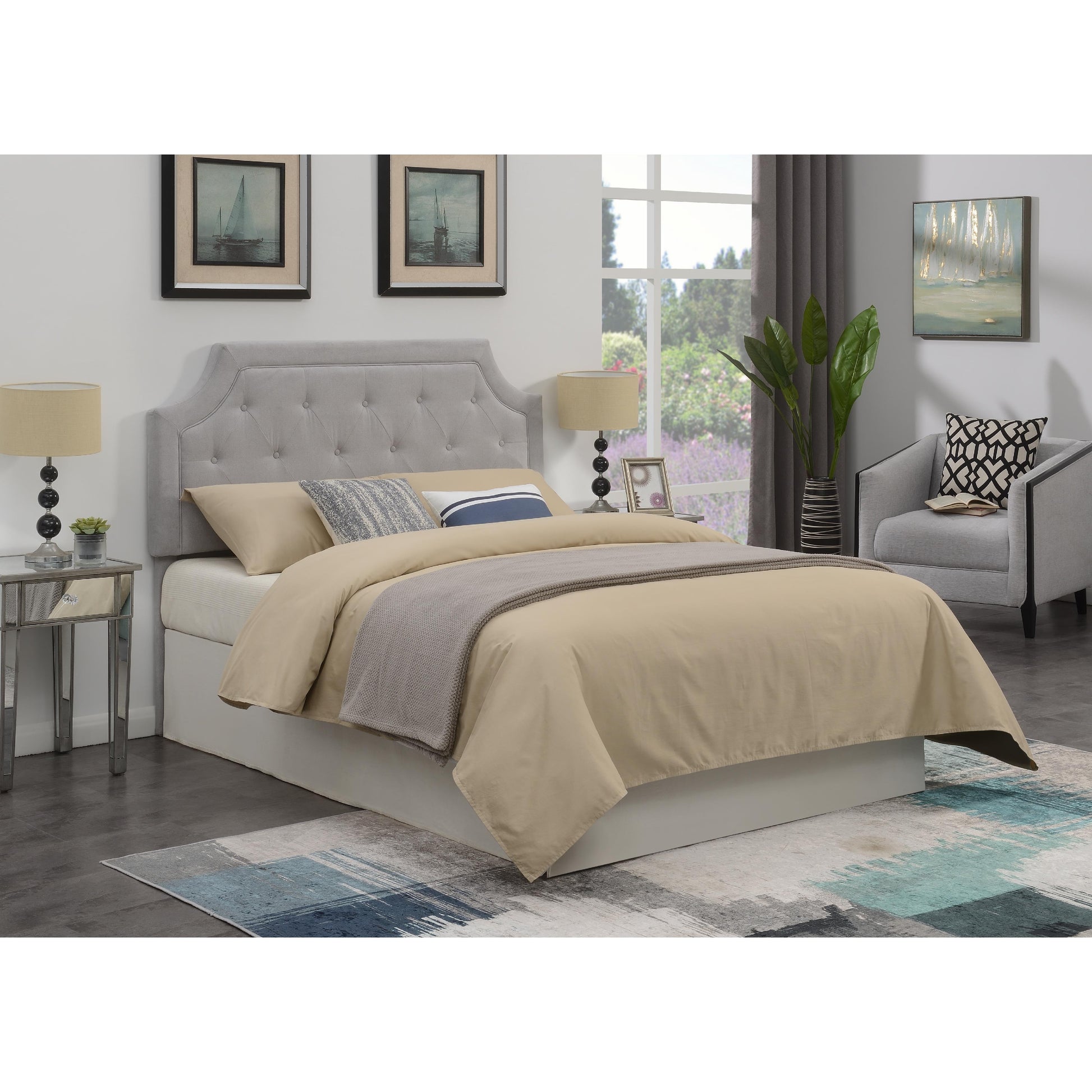  Steve Silver Furniture Alta Queen Headboard Bed Grey Fabric IMAGE 8