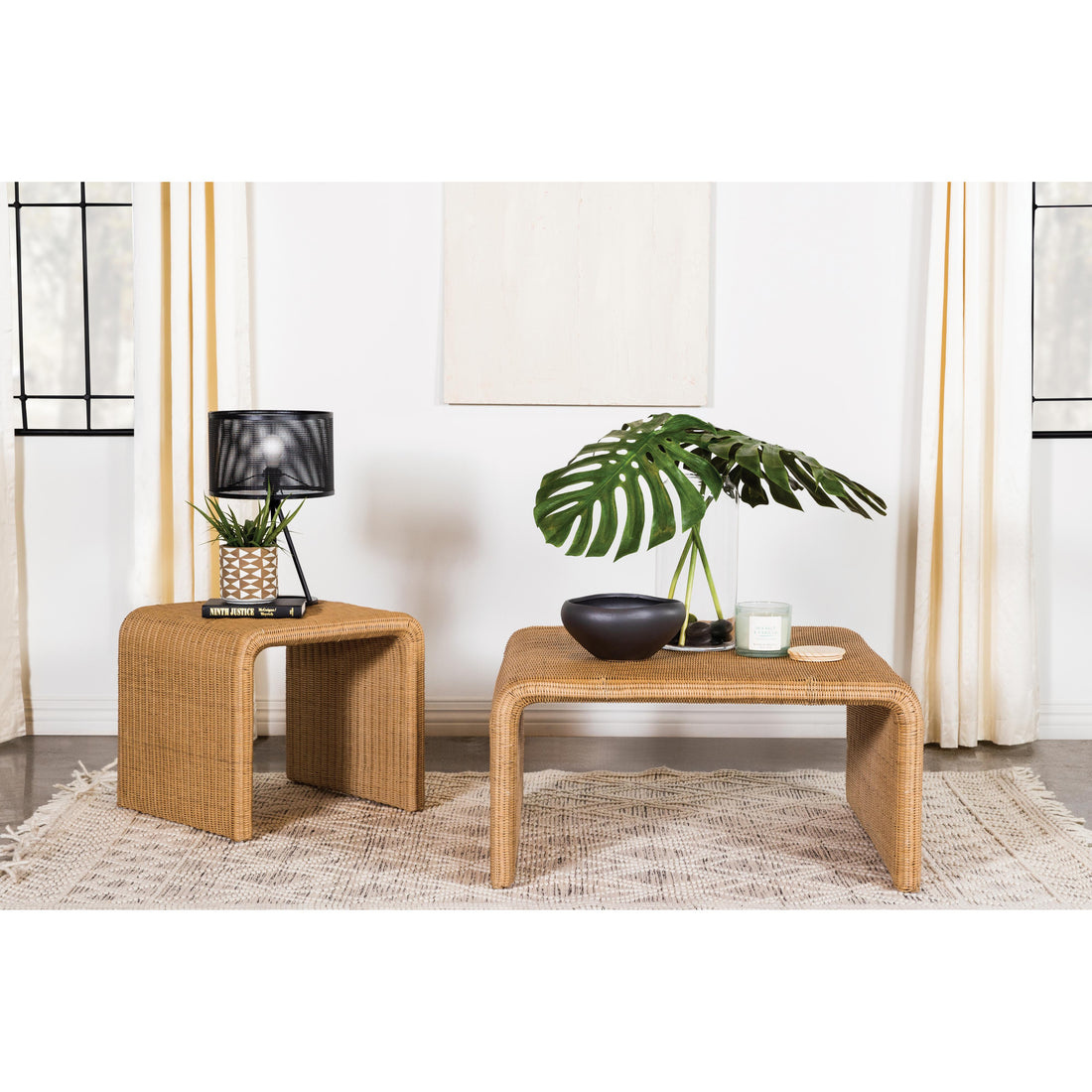 Coaster Furniture Juanita 709817 Square Woven Rattan End Table - Natural IMAGE 1