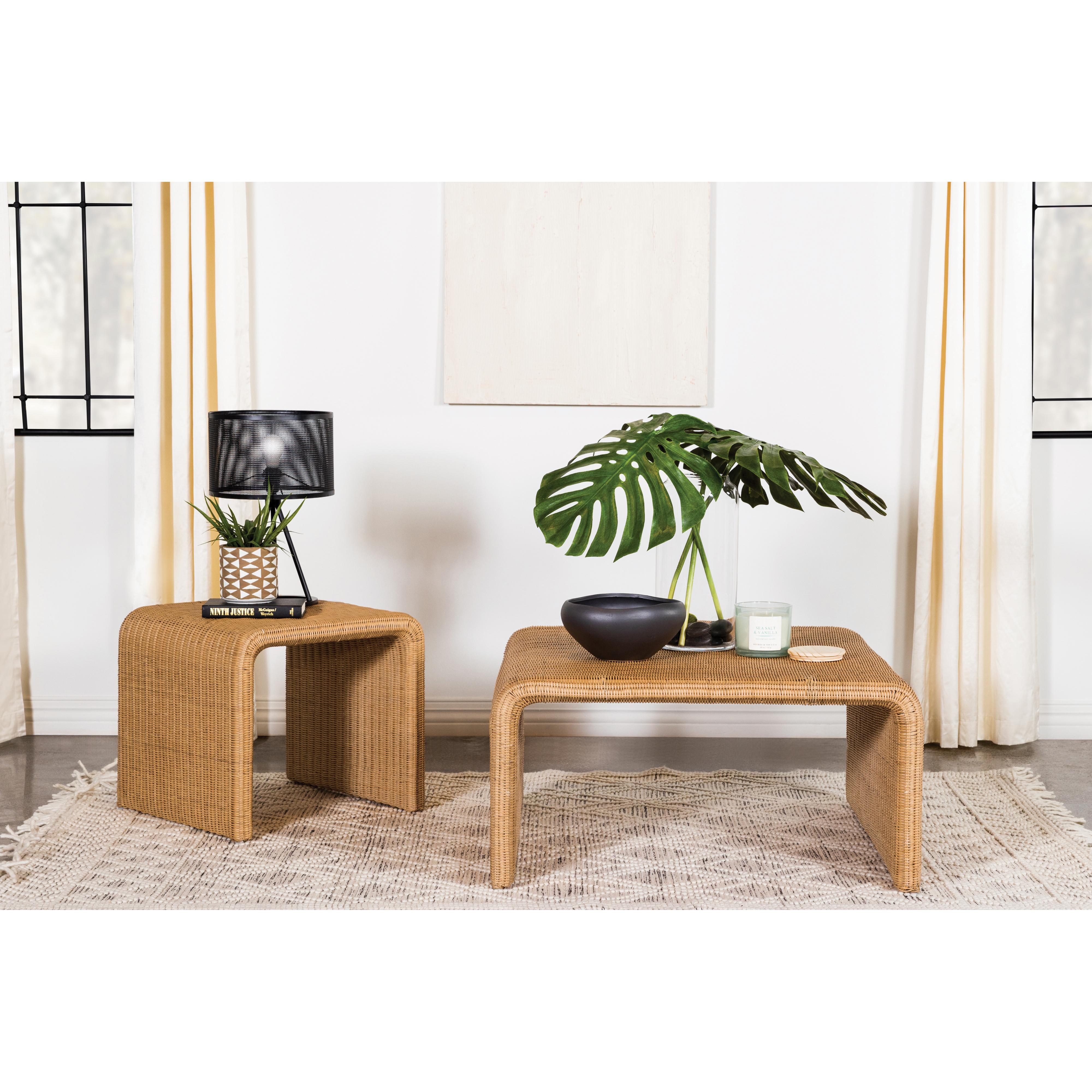  Coaster Furniture Juanita 709818 Square Woven Rattan Coffee Table - Natural IMAGE 2